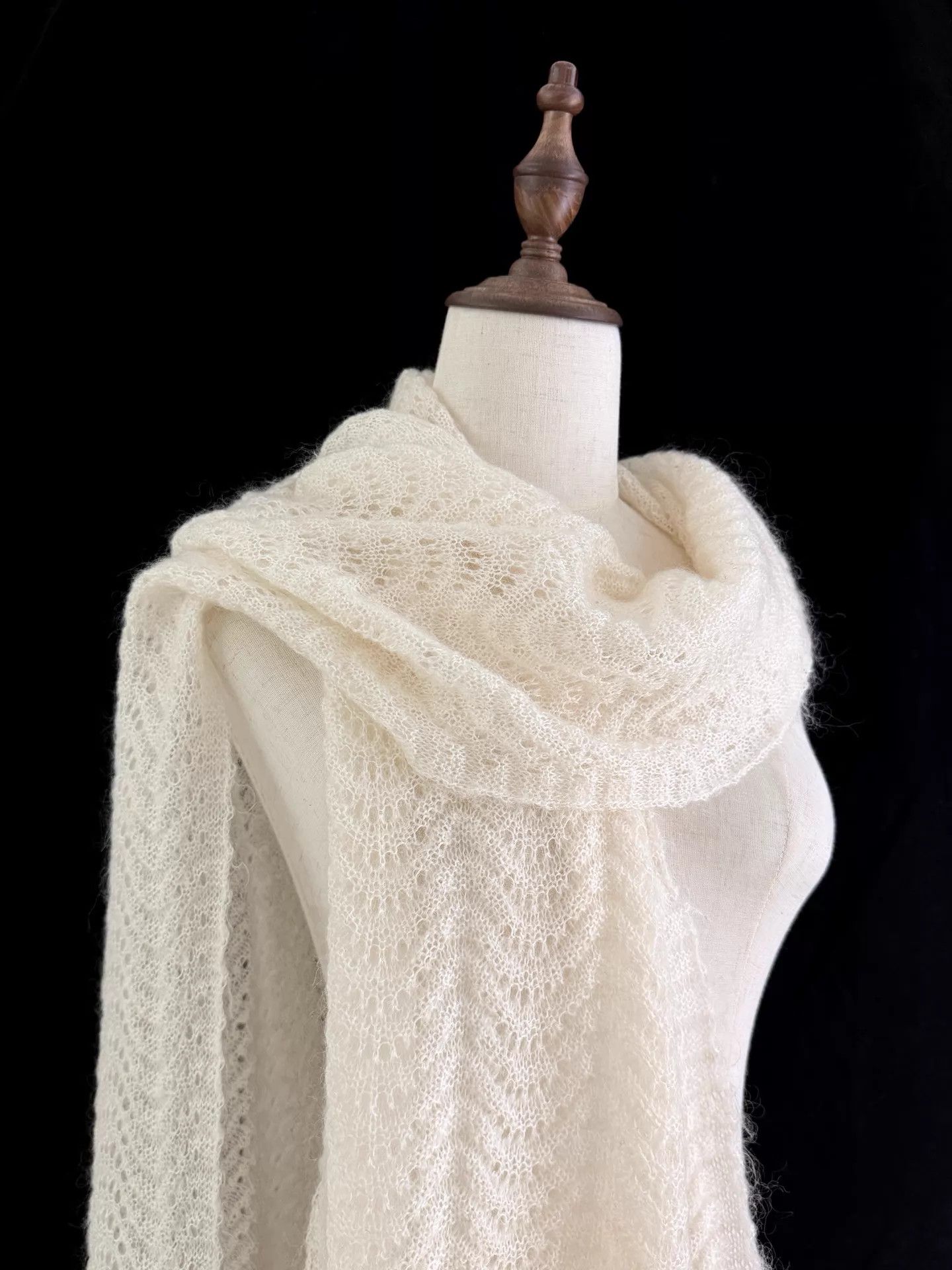 Yohji Yamamoto Yohji Yamamoto 2008 S/S Noir Cream Wool Lace Knit Scarf Size ONE SIZE - 9 Thumbnail