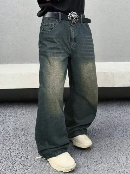 Jean × Vintage Washed Y2k Denim Jeans Loose fit Baggy Size US 30 / EU 46 - 2 Thumbnail