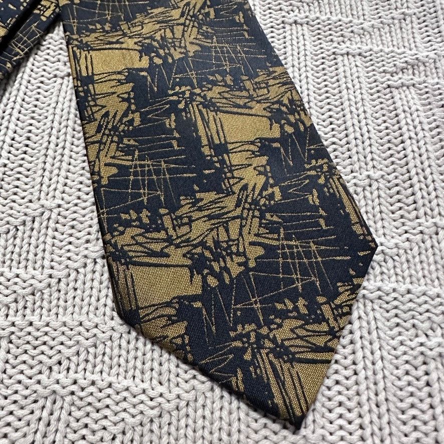 Vintage Vintage Mr Junko navy and gold abstract Chinese silk tie Size ONE SIZE - 2 Thumbnail