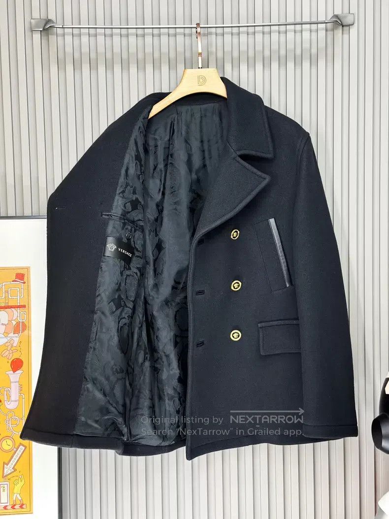 Versace Versace Black double-breasted wool coat Size XL / US 12-14 / IT 48-50 - 3 Thumbnail