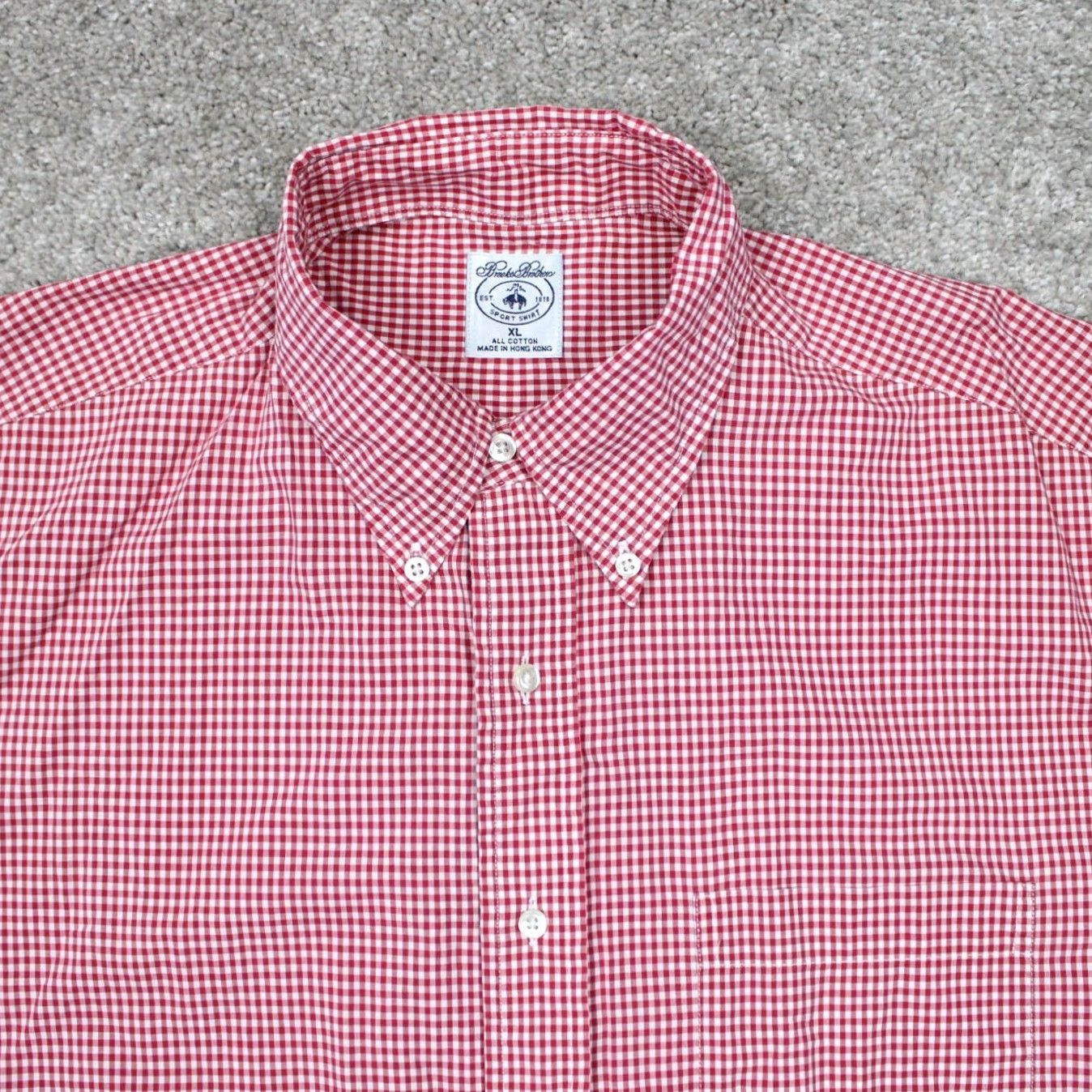 Brooks Brothers Brooks Brothers Sport Shirt Mens XL Red/White Checkered Cotton L/S Button-Down Size US XL / EU 56 / 4 - 6 Thumbnail