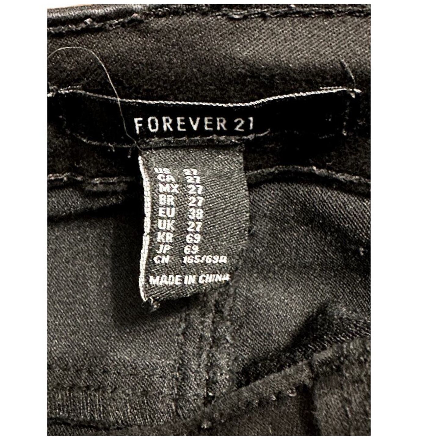 Forever 21 Forever21 Skinny Pants MidRise Faux Leather Black Women's 27 Size 27" / US 4 / IT 40 - 7 Thumbnail