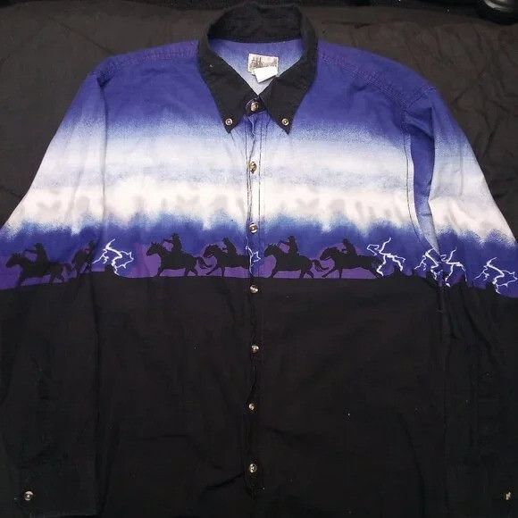 Vintage Vintage Express Rider Storm Cowboys Horseback Button Shirt Size US L / EU 52-54 / 3 - 2 Thumbnail