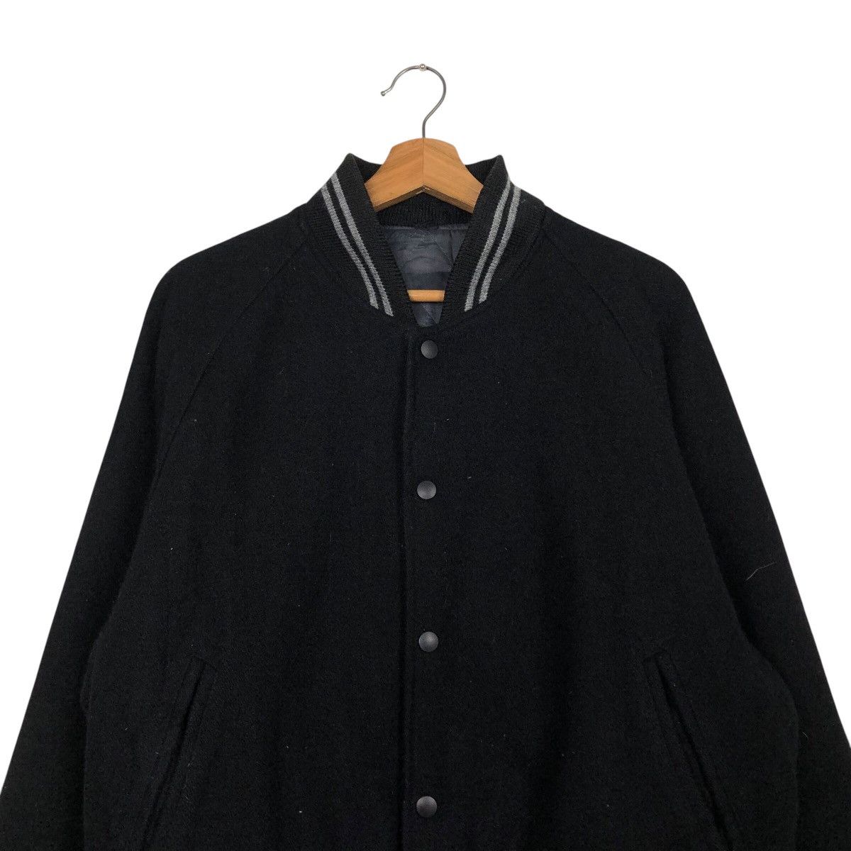 Hysteric Glamour 📌Rich Black Vintage Bomber Jacket Wool Embroidered Big Logo Size US M / EU 48-50 / 2 - 4 Thumbnail