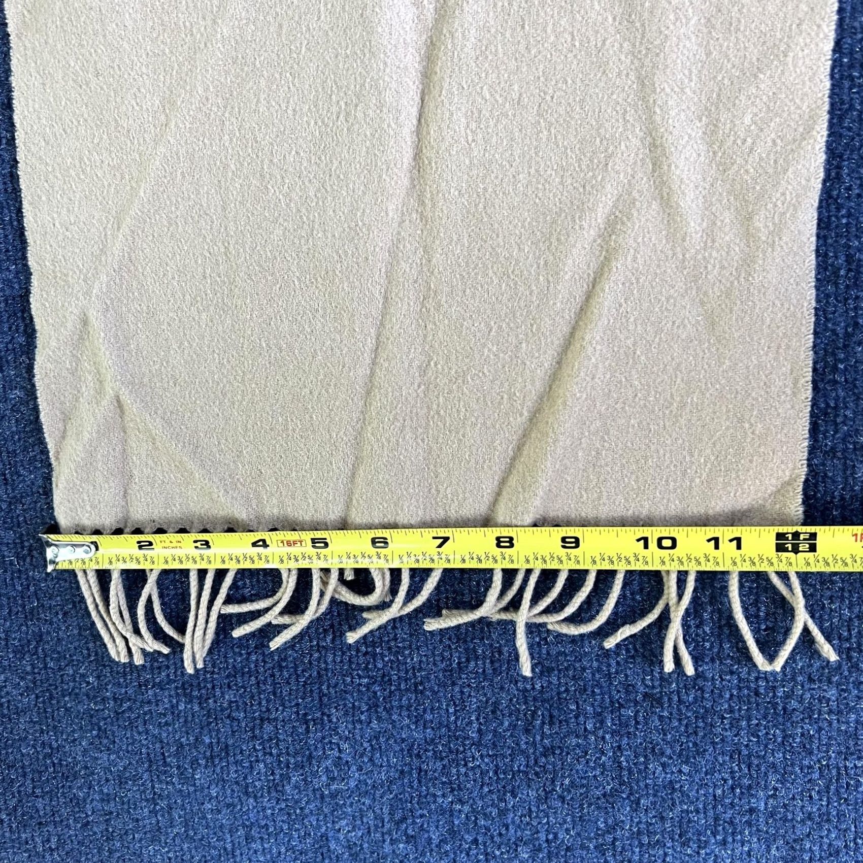 Vintage VINTAGE Tie Rack Scarf 100% Cashmere Made In Scotland Beige Fringe Unisex Coffice Size ONE SIZE - 4 Thumbnail