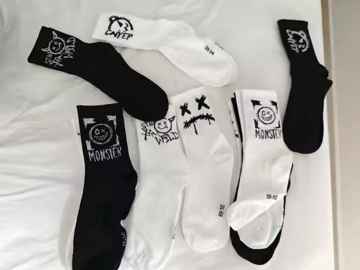Vintage 10 pair Ghost face graffiti personalized socks Size ONE SIZE - 2 Thumbnail