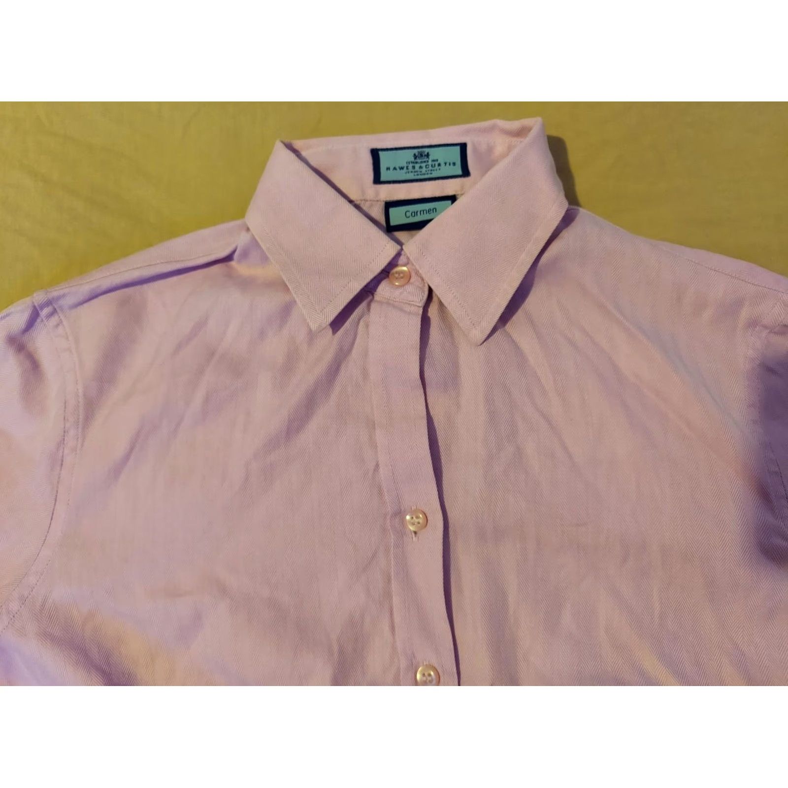 Vintage Womens Hawes & Curtis Dress Shirt 8 Purple Cotton Button-Up Long Sleeve Mens? Size M / US 6-8 / IT 42-44 - 2 Thumbnail