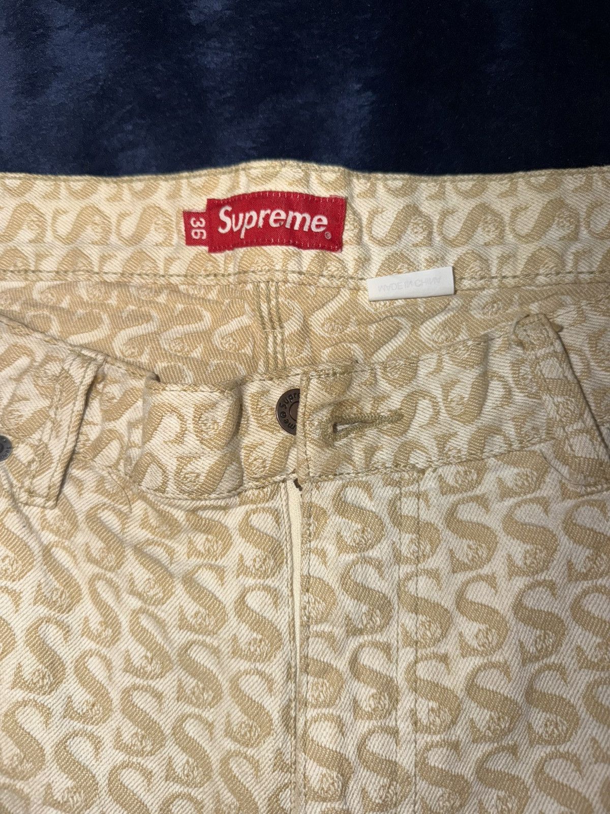 Supreme Supreme Monogram Double Knee Denim Painter Pants Tan FW21 Size US 36 / EU 52 - 10 Thumbnail