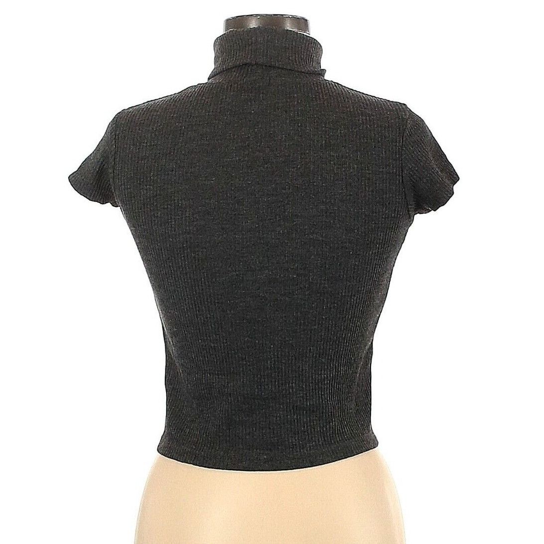 Other John Galt Black Fitted Ribbed Cropped Turtleneck Sweater OS Size ONE SIZE - 2 Thumbnail