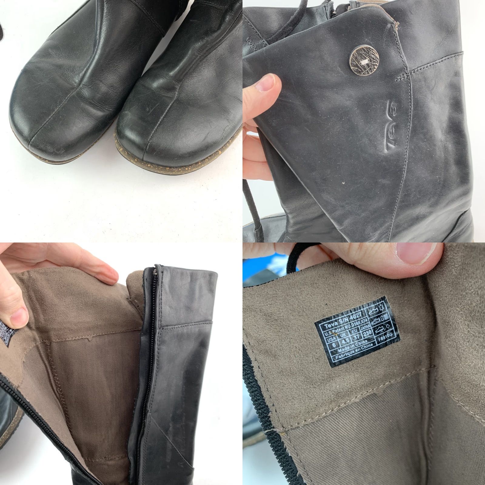 Teva Teva Women's Leather Mid-Calf Riding Boots Black US 6 EU 37 Side Zip Button Boot Casual Everyday Winter Size US 6 / IT 36 - 8 Thumbnail