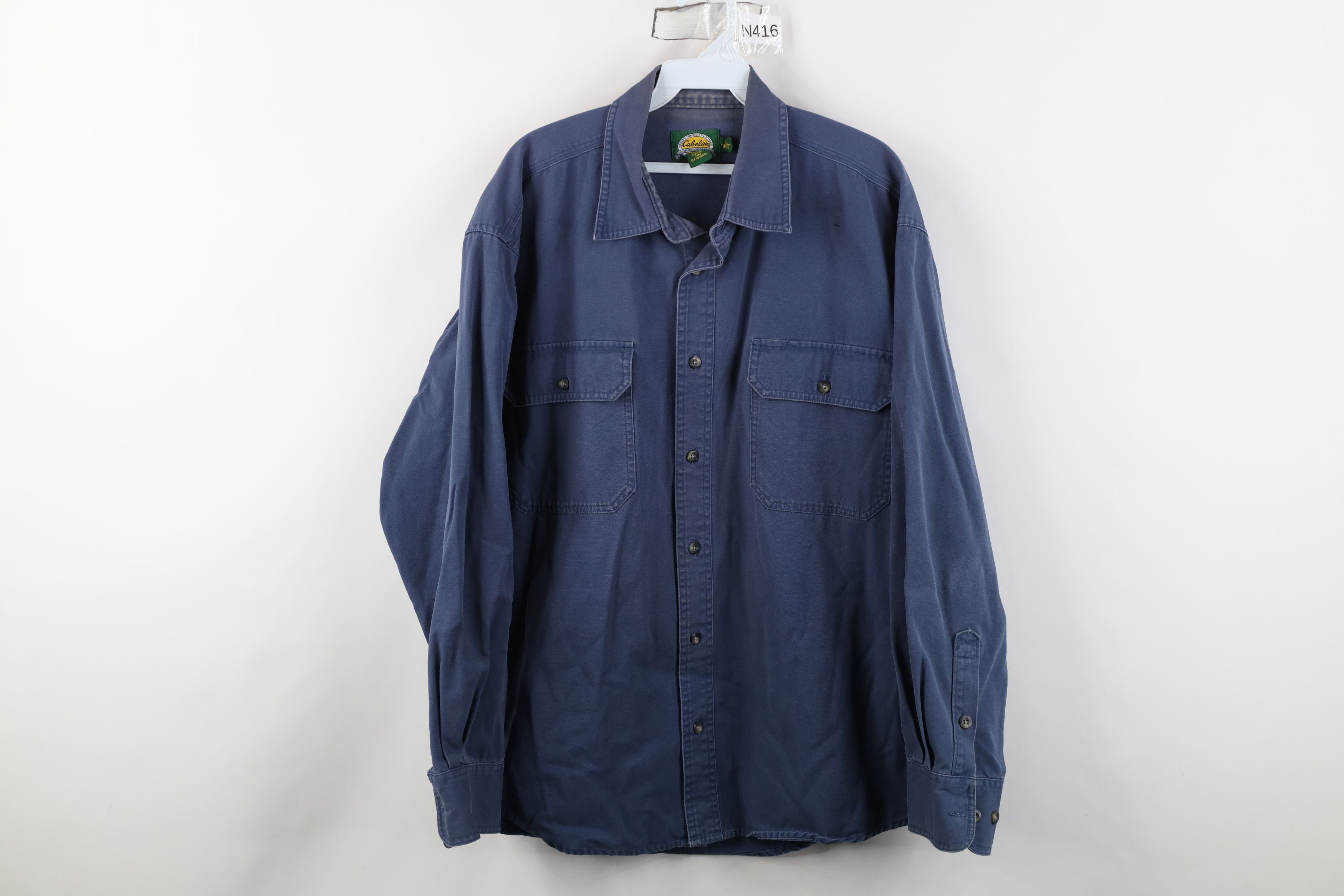 Cabelas Vintage 90s Cabelas Heavyweight Canvas Button Shirt Blue Size US L / EU 52-54 / 3 - 1 Thumbnail