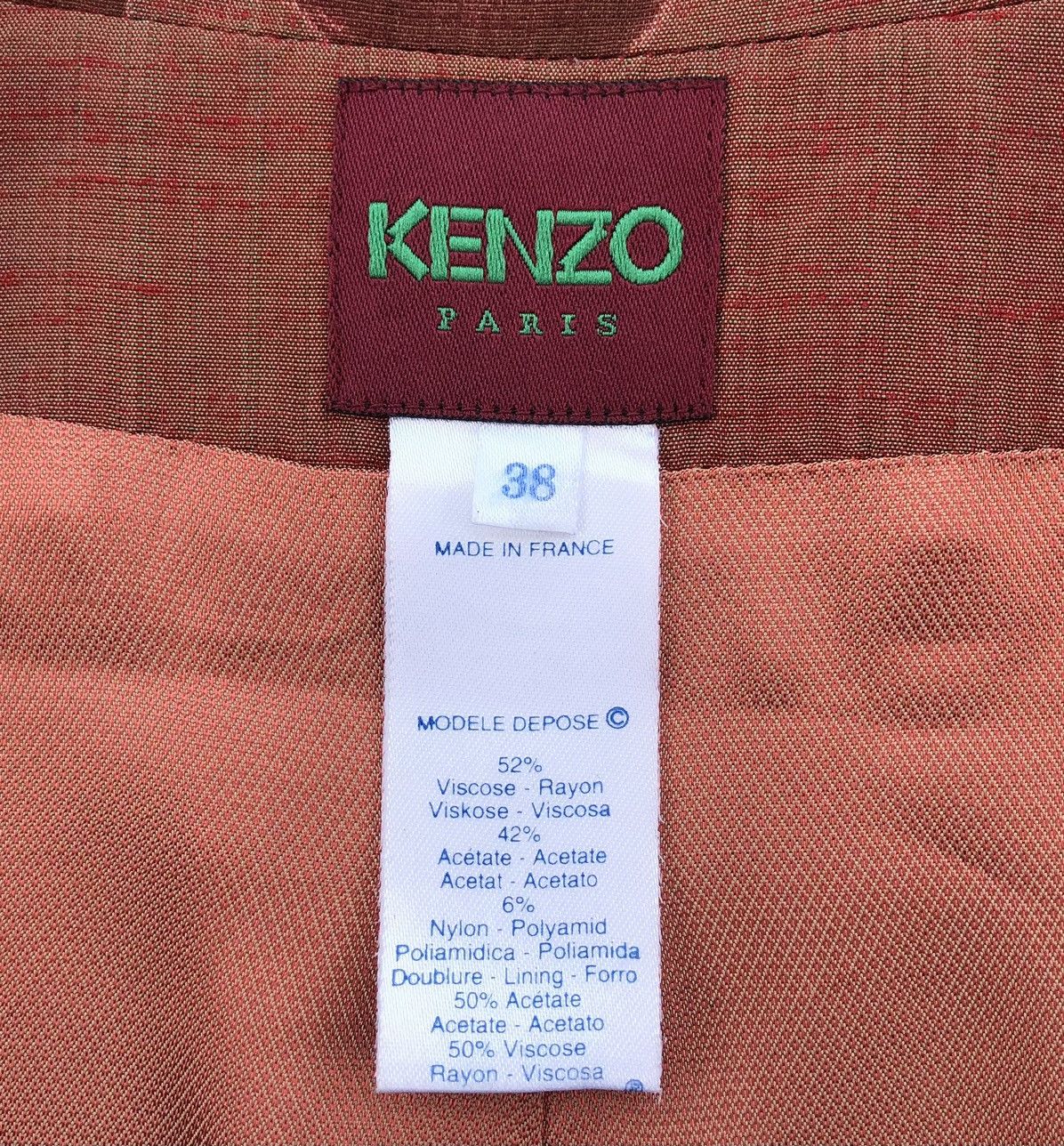 Kenzo KENZO Paris Brown Floral Pattern Rayon Suit Blazer / Jacket Size M / US 6-8 / IT 42-44 - 18 Thumbnail