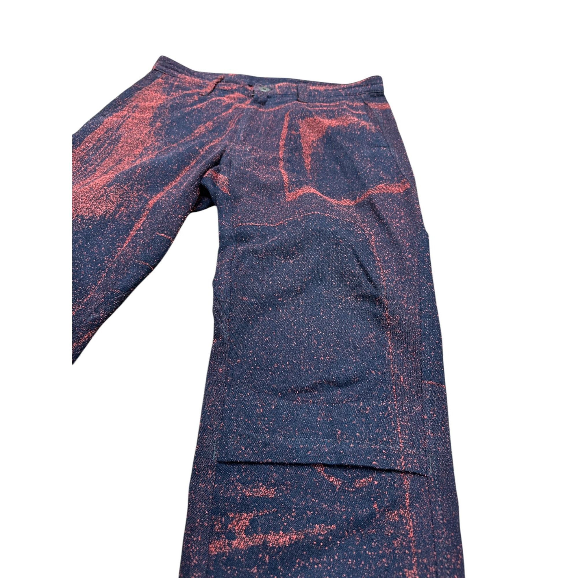 Issey Miyake Red Black Jacquared Graphic Trousers Size US 33 - 3 Thumbnail