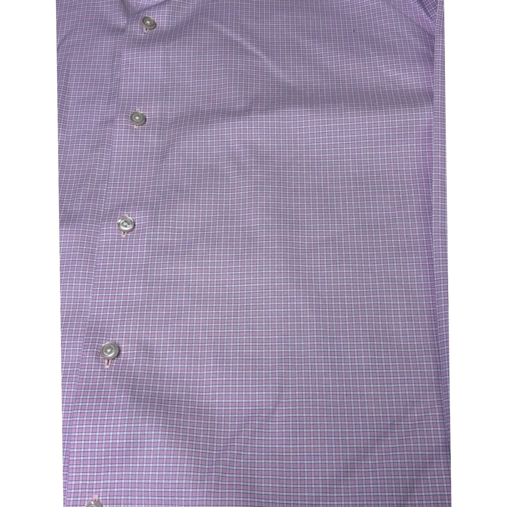 Proper Cloth Proper Cloth Mens Pink Multi Grid Twill Non-Iron Stretch Dress Shirt 17 35 XL Size 46R - 2 Thumbnail