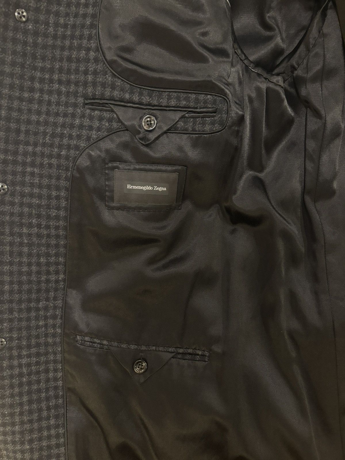 Ermenegildo Zegna Charcoal Check Overcoat Size US L / EU 52-54 / 3 - 11 Thumbnail