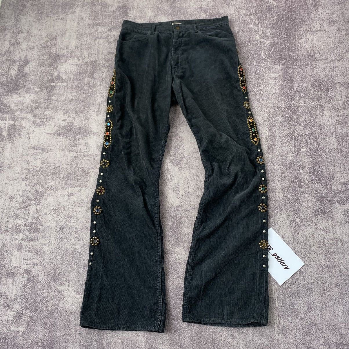 KAPITAL STUDDED GEMSTONE DENIM PANTS Kapital Black Denim Jeans