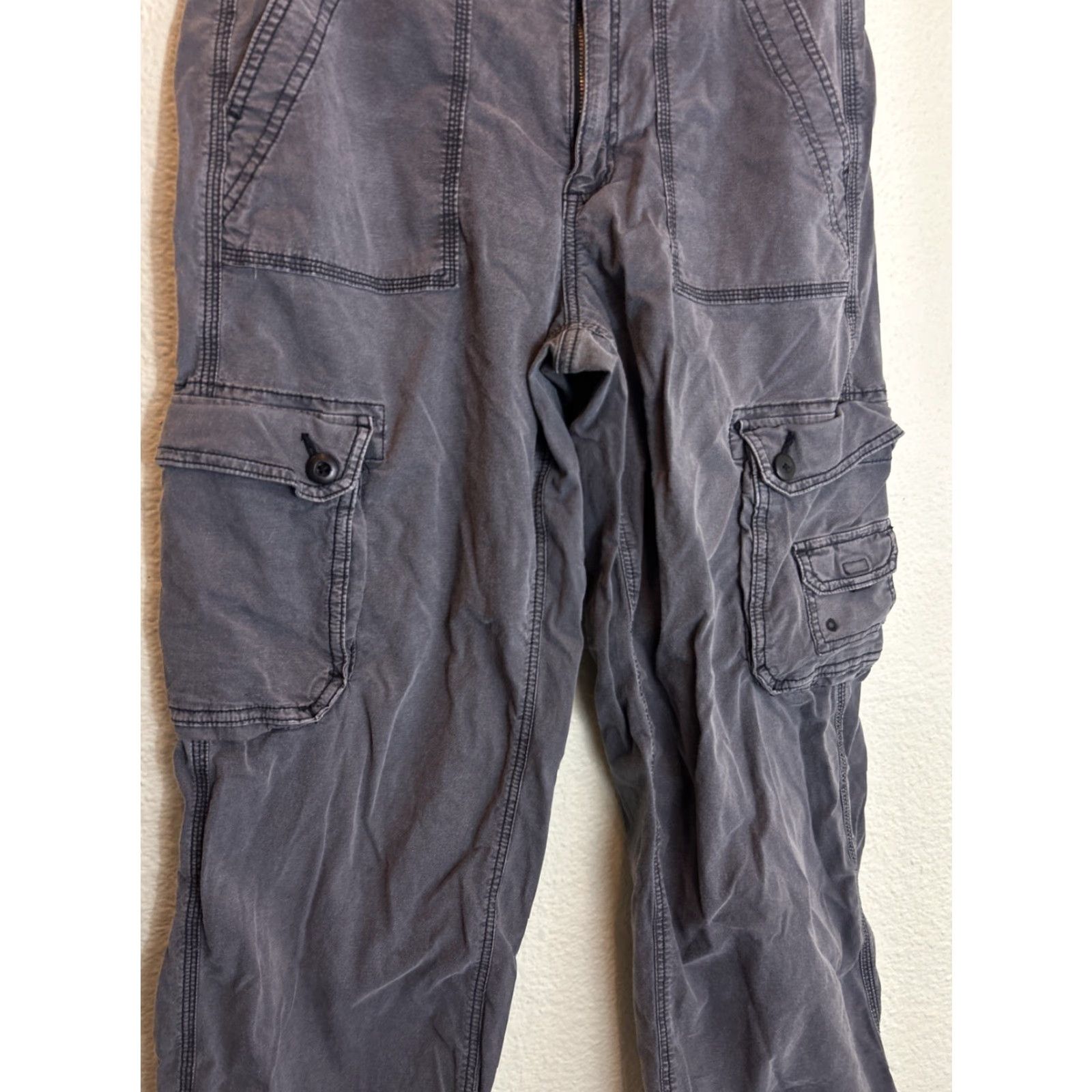 American Eagle Outfitters American Eagle Pants Women’s 6 Stretch Cargo Baggy Jogger Black 28x29 Womens Size 28" / US 6 / IT 42 - 5 Thumbnail