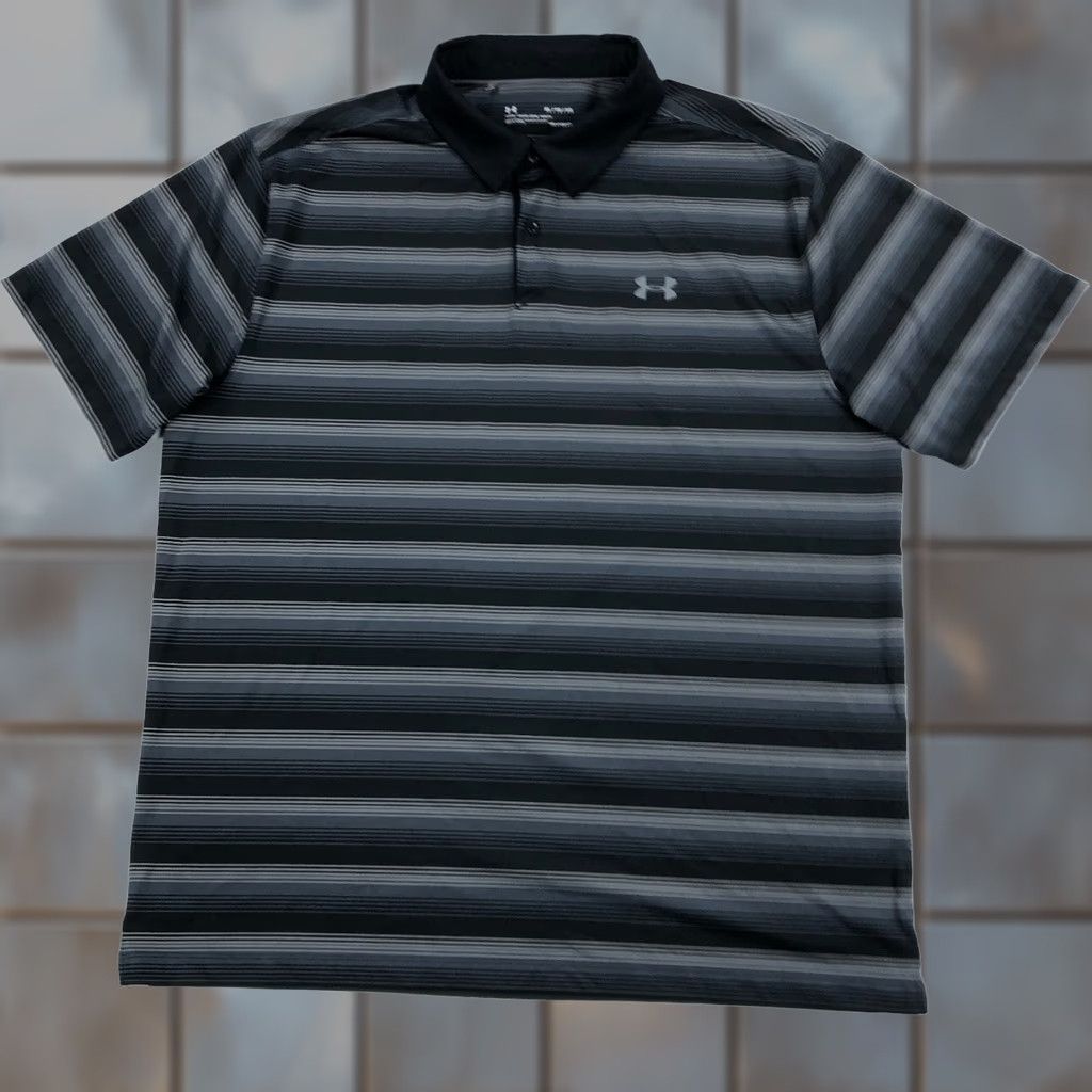 Under Armour Under Armour Polo Shirt Mens XL Performance Golf Striped CoolSwitch Shirt Slim Fit Casual Mens XL Gray Polo Shirt Size US XL / EU 56 / 4 - 1 Thumbnail