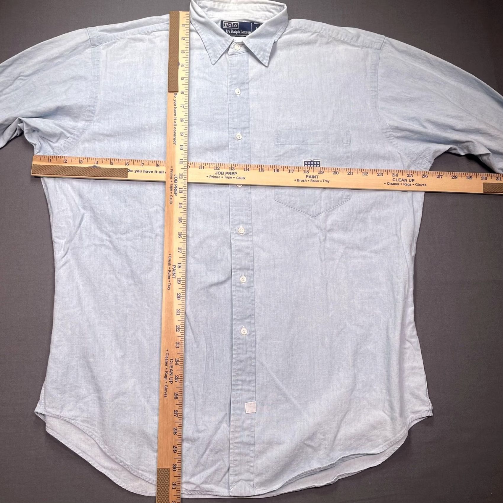 Polo Ralph Lauren Polo Ralph Lauren Shirt Mens Large Blue Chambray Long Sleeve USA Flag Shield Button-Up Chest Pocket Embroidered Size US L / EU 52-54 / 3 - 4 Thumbnail