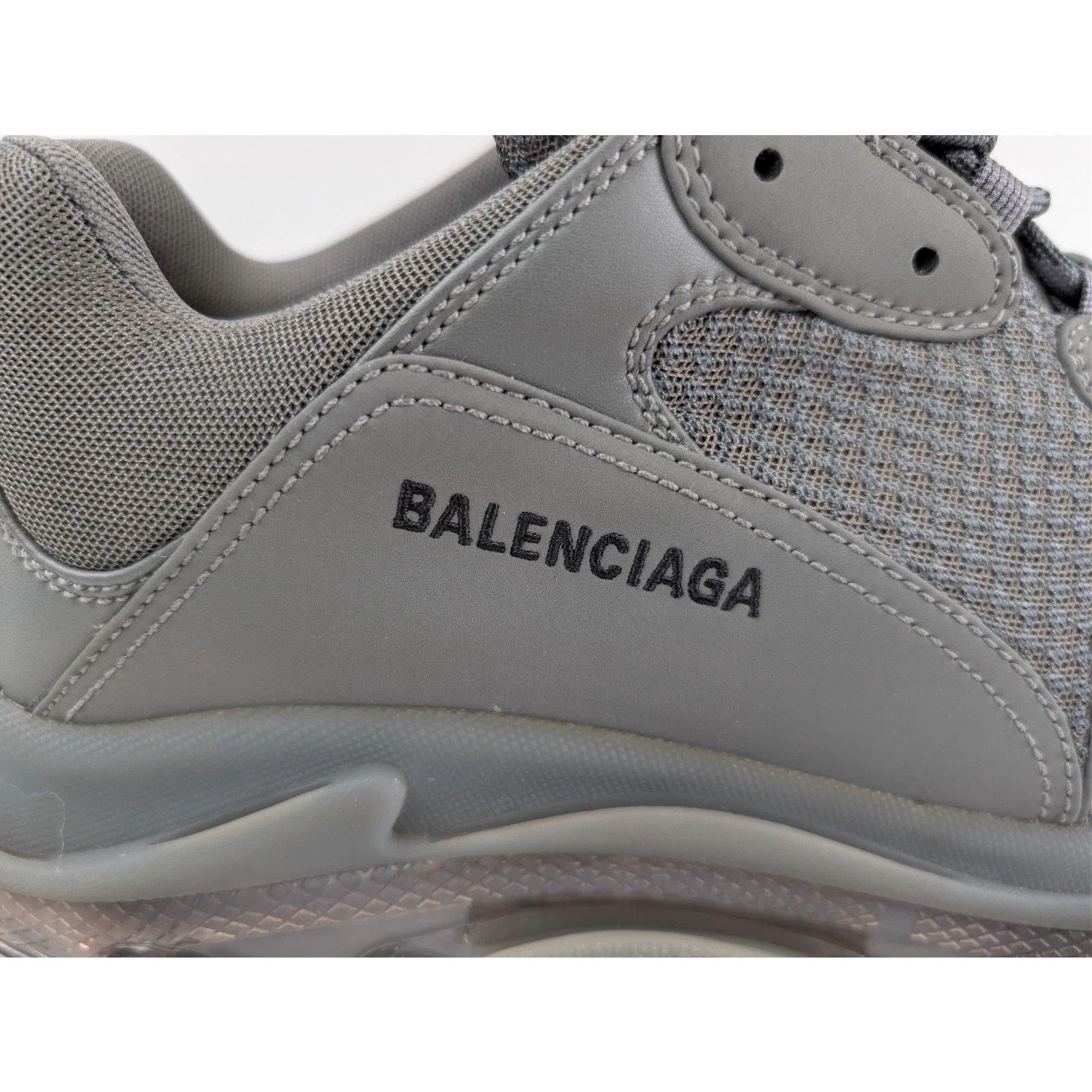 Balenciaga o1rshd1 Clear Sole Leather Free Triple S Sneakers Dark Grey Size US 12 / EU 45 - 6 Thumbnail