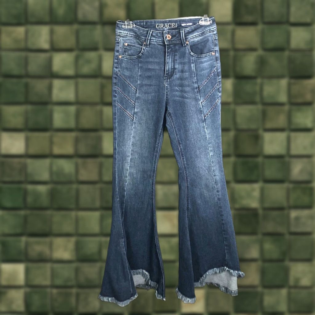 Grace in LA Grace In LA Jeans Womens 26 High Waist Bell Bottom Dark Wash Extreme Flare Jeans Womens 26 High Waist Bell Bottom Dark Wash Extreme Flare Size 26" / US 2 / IT 38 - 1 Thumbnail