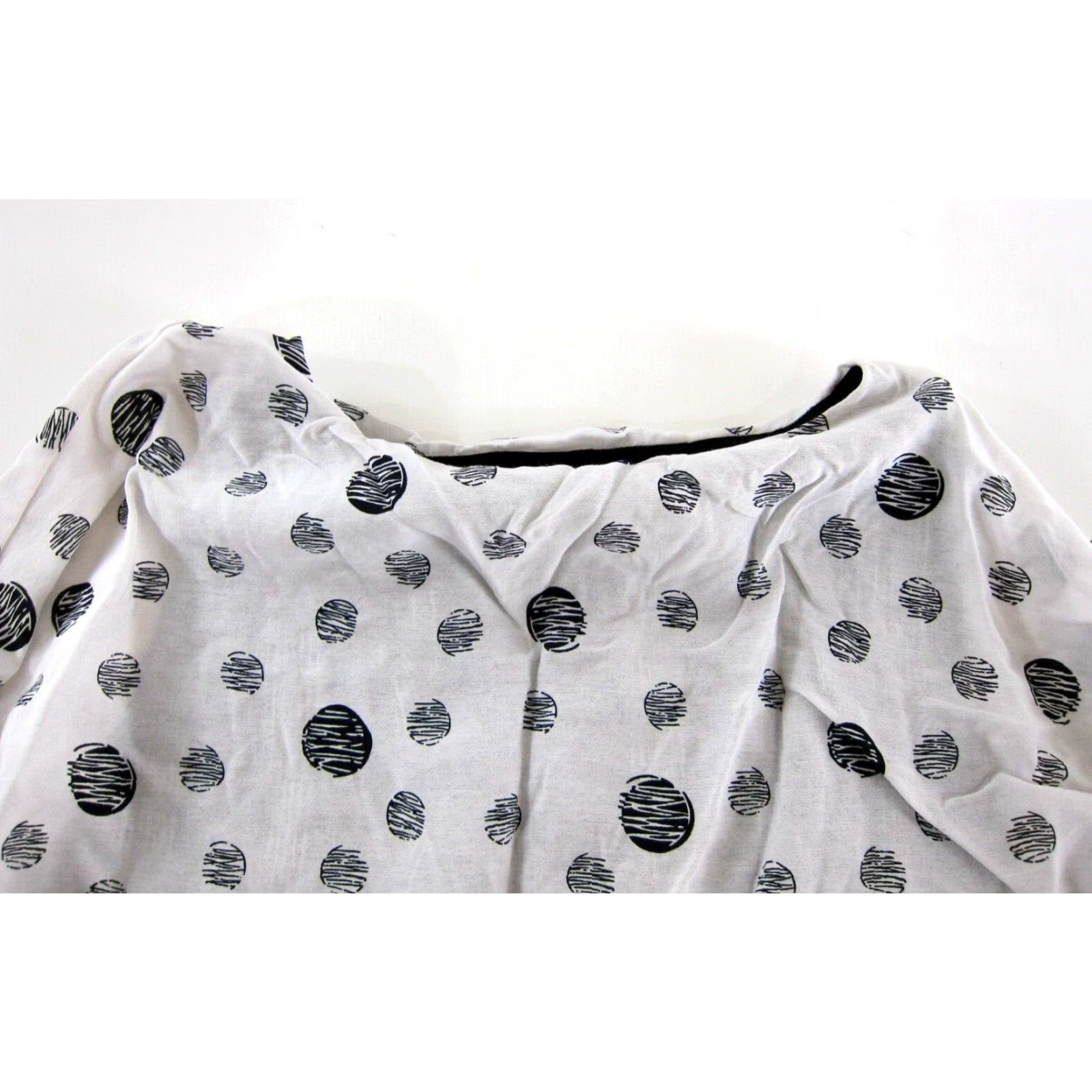 Vintage Shana Blouse Tunic 100% Rayon Black White Geometric Polka Dot 90s Bohemian Boxy Large Women XS-XL? Size L / US 10 / IT 46 - 6 Thumbnail