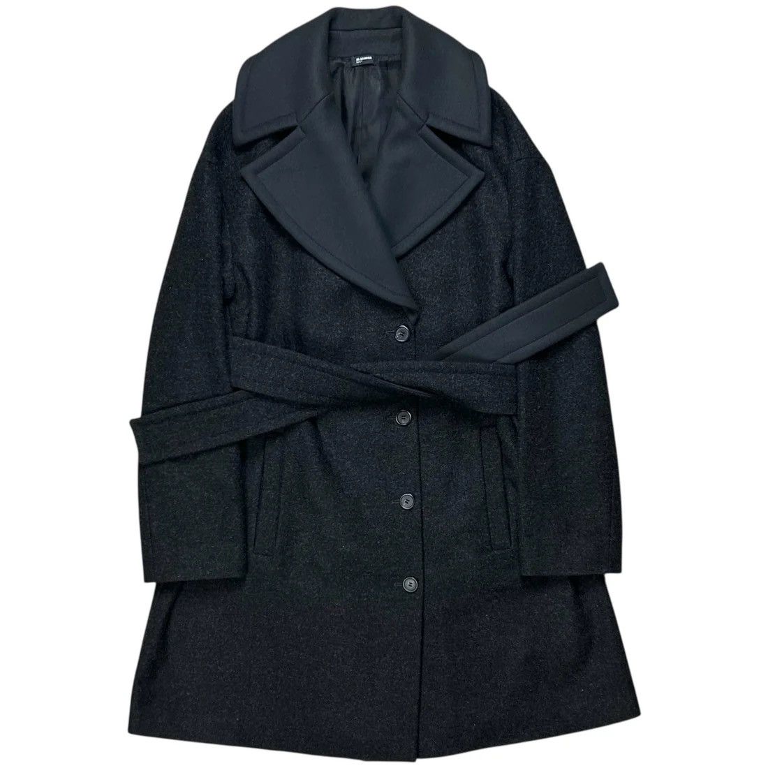 Jil Sander Jil Sander Belted Dual Fabric Wide Lapel Wool Coat Size US S / EU 44-46 / 1 - 1 Thumbnail