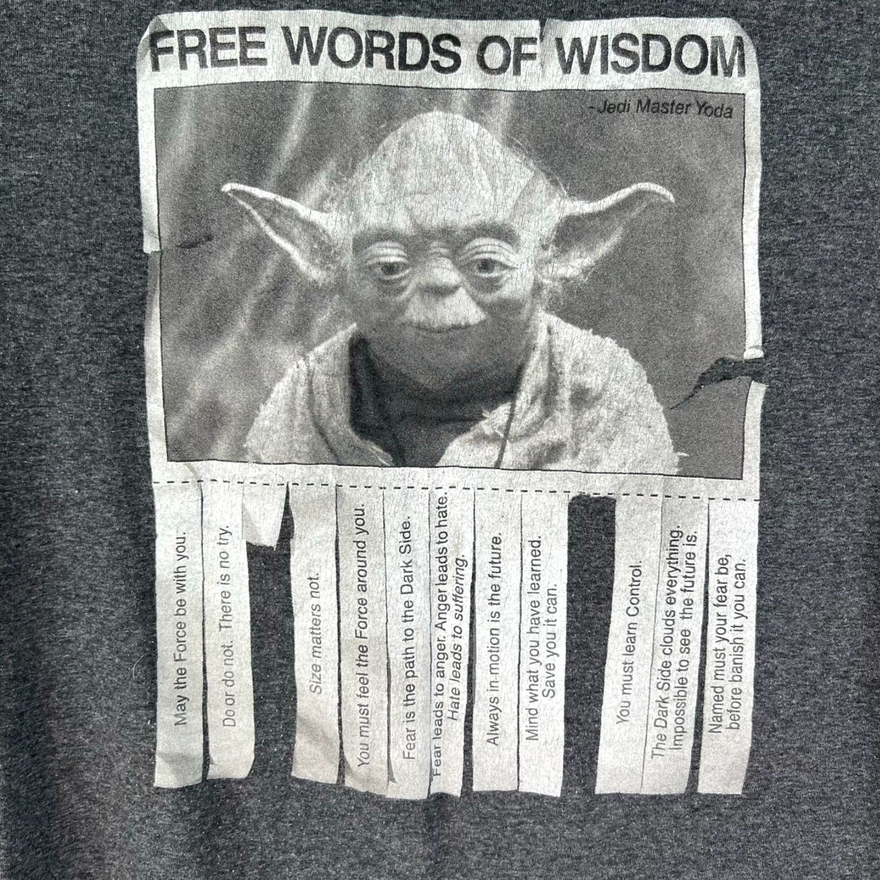 Star Wars Yoda Free Words Of Wisdom T Shirt Adult M Gray Star Wars Tee Mens Size US M / EU 48-50 / 2 - 2 Thumbnail