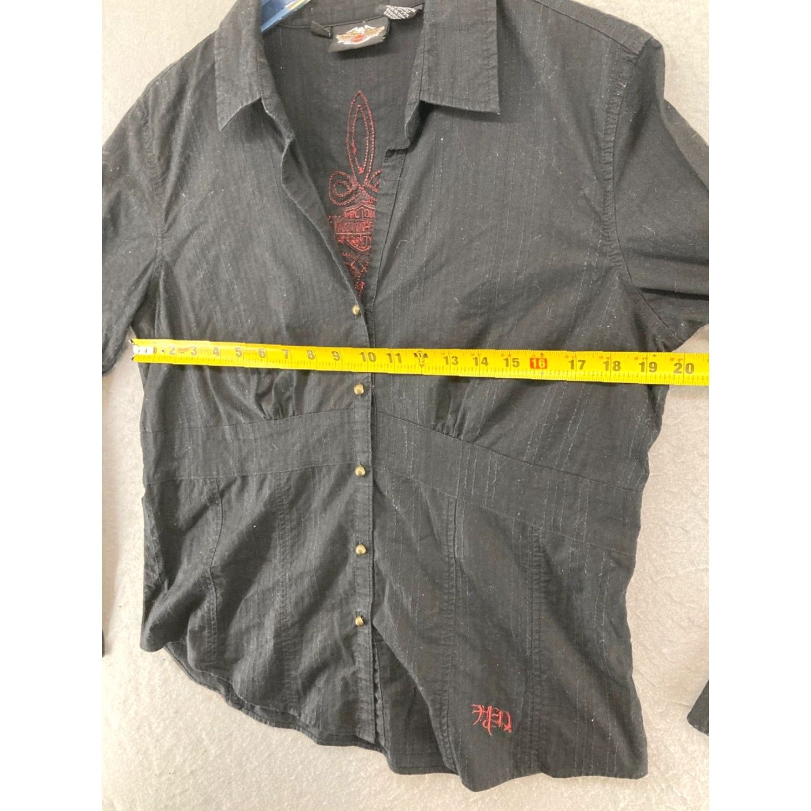 Harley Davidson Harley-Davidson Shirt Womens Large Black Embroidered Motorcycle Biker L Black Motorcycle 90s Decade Women’s Shirt Size L / US 10 / IT 46 - 2 Thumbnail