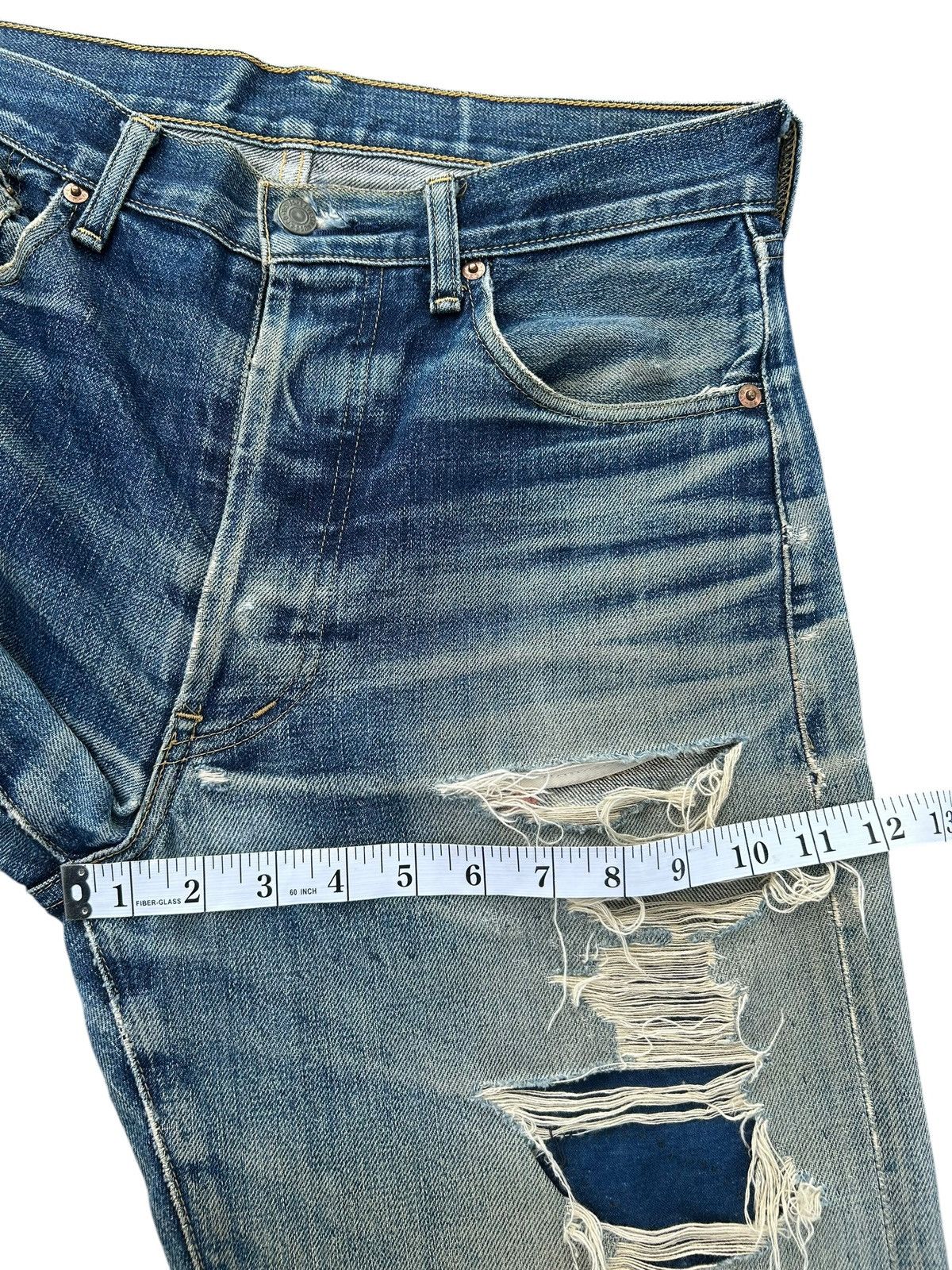 Kapital Thrashed Vintage Levis big E Selvedge Repair Denim Jeans Size US 32 / EU 48 - 21 Thumbnail