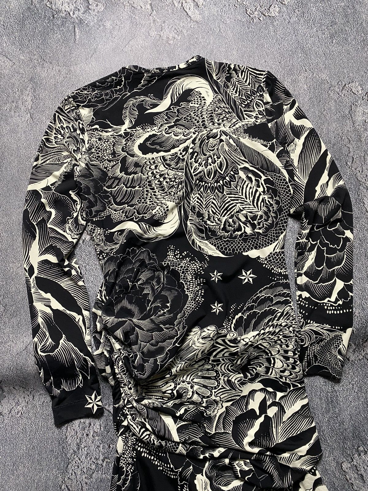 Just Cavalli × Roberto Cavalli × Vintage Just Cavalli Multilogo Long sleeve Bodycon Ruffle hem Dress Size M / US 6-8 / IT 42-44 - 10 Thumbnail