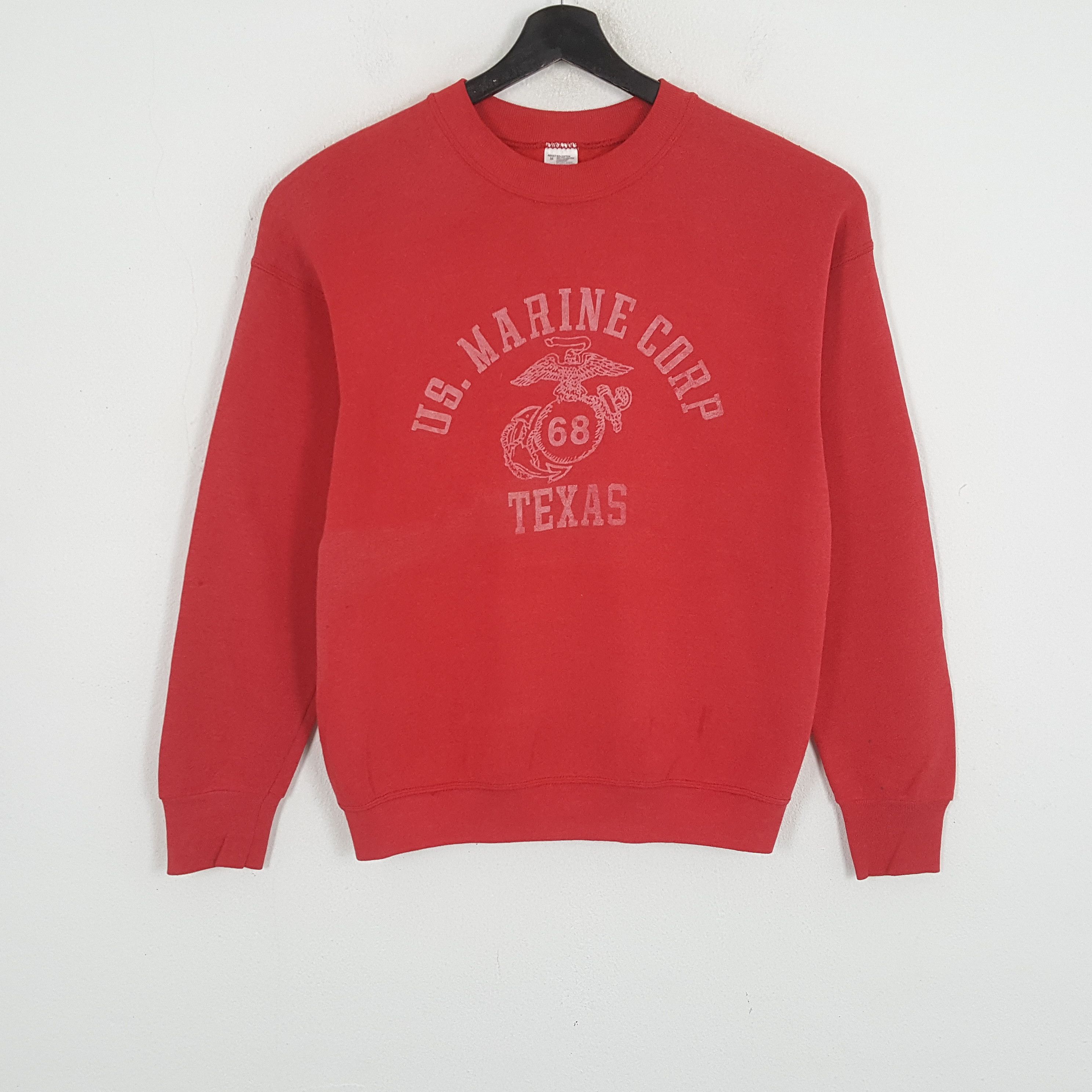 Vintage US MARINE Corp TEXAS Vintage Sweatshirt Size US M / EU 48-50 / 2 - 1 Thumbnail