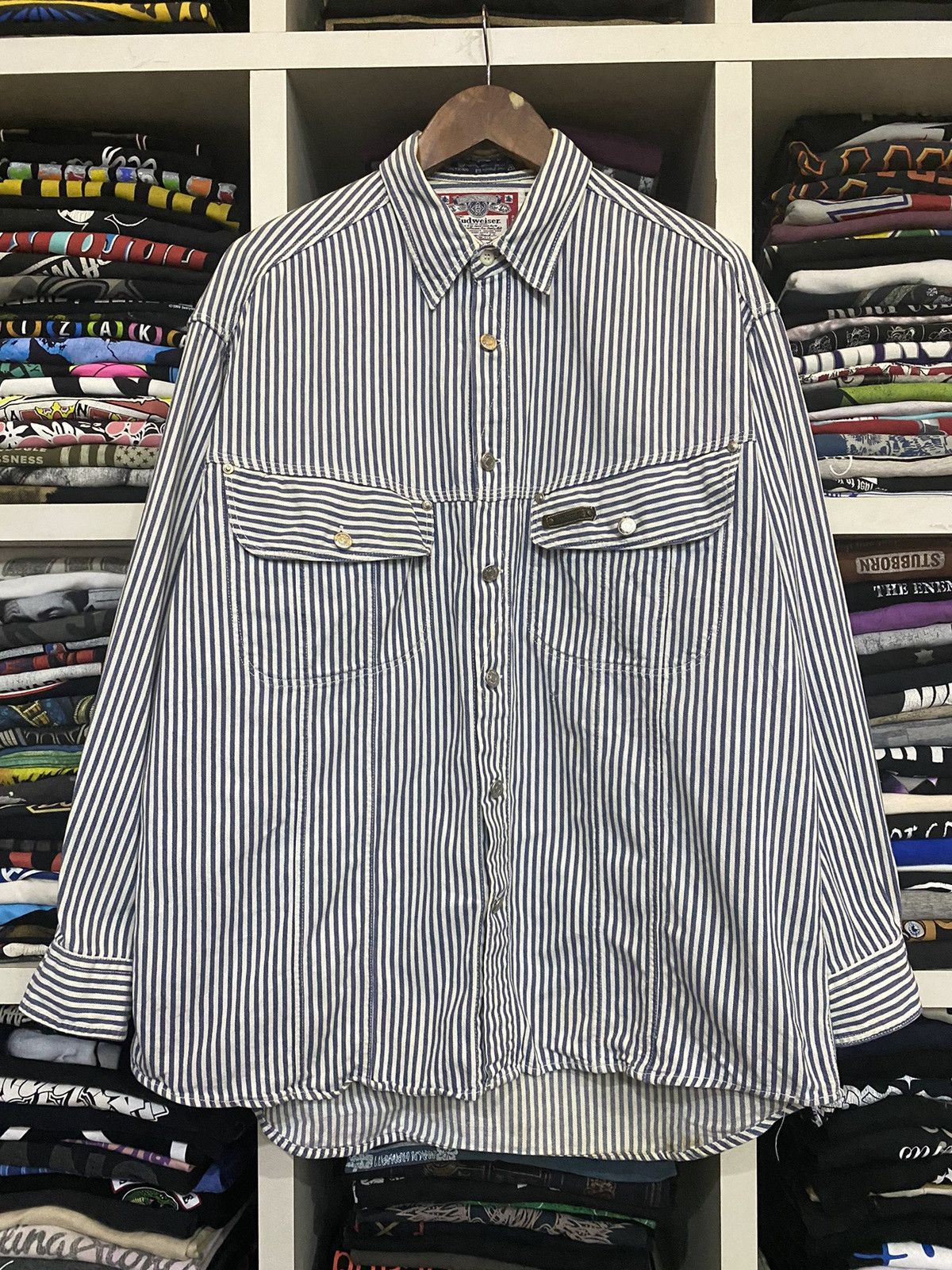 Budweiser × Vintage VIntage Budweiser Hickory Button Jacket Size US XL / EU 56 / 4 - 2 Thumbnail