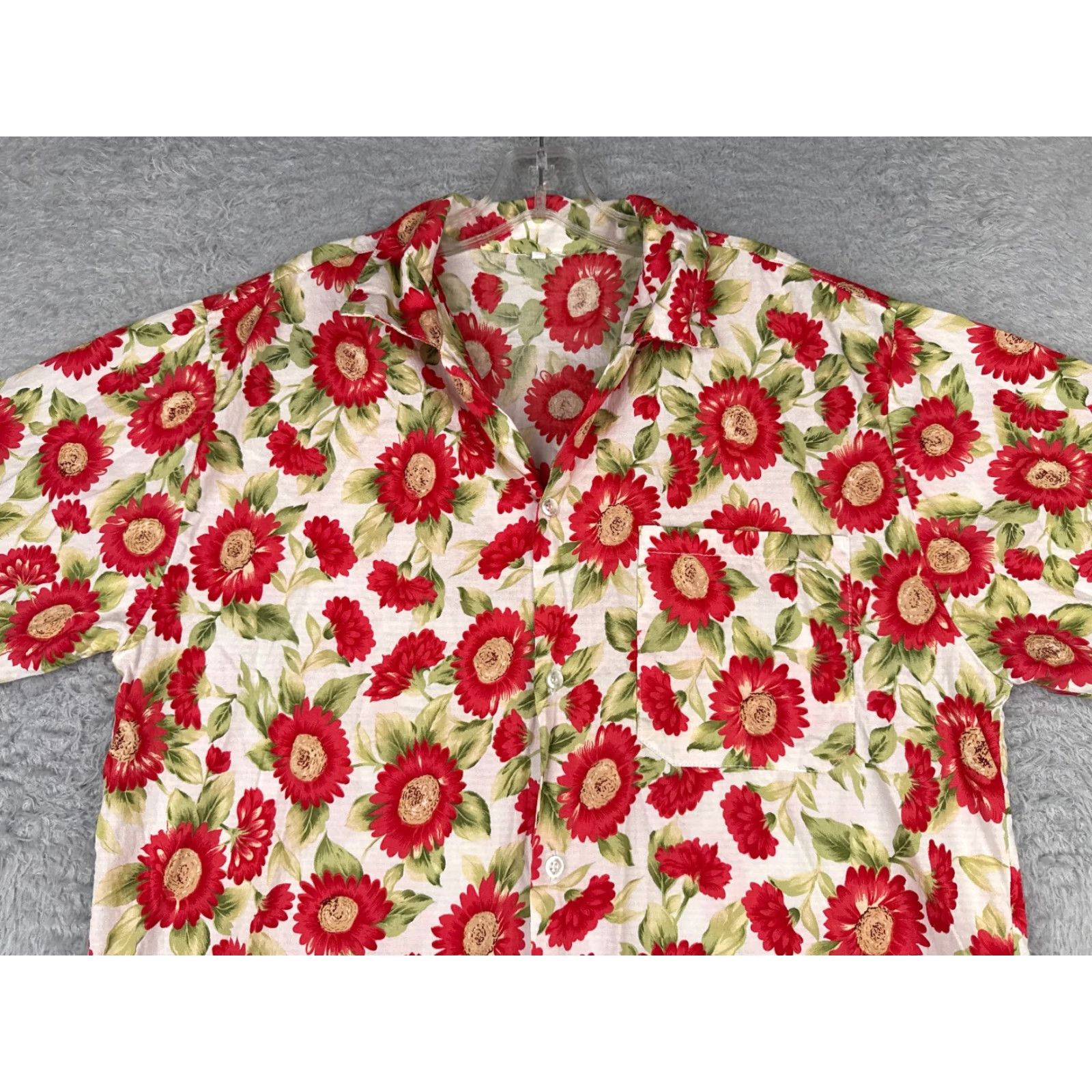 Vintage Hawaiian Shirt Royaura Mens Extra Large White Floral Cotton Blend Pocket Size US XL / EU 56 / 4 - 4 Thumbnail