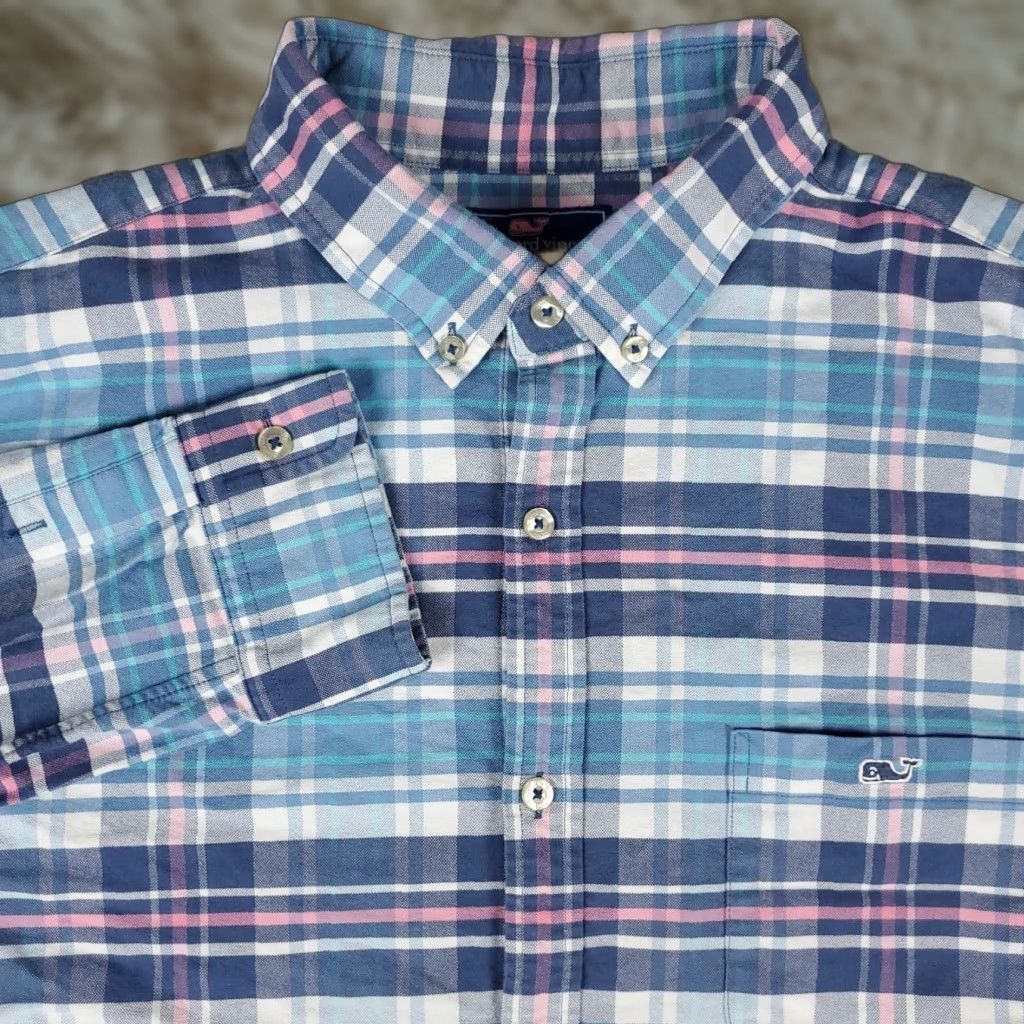 Vineyard Vines Vineyard Vines Shirt Mens Large Pink Plaid Slim Fit Long Sleeve Button-Up Size US L / EU 52-54 / 3 - 1 Thumbnail
