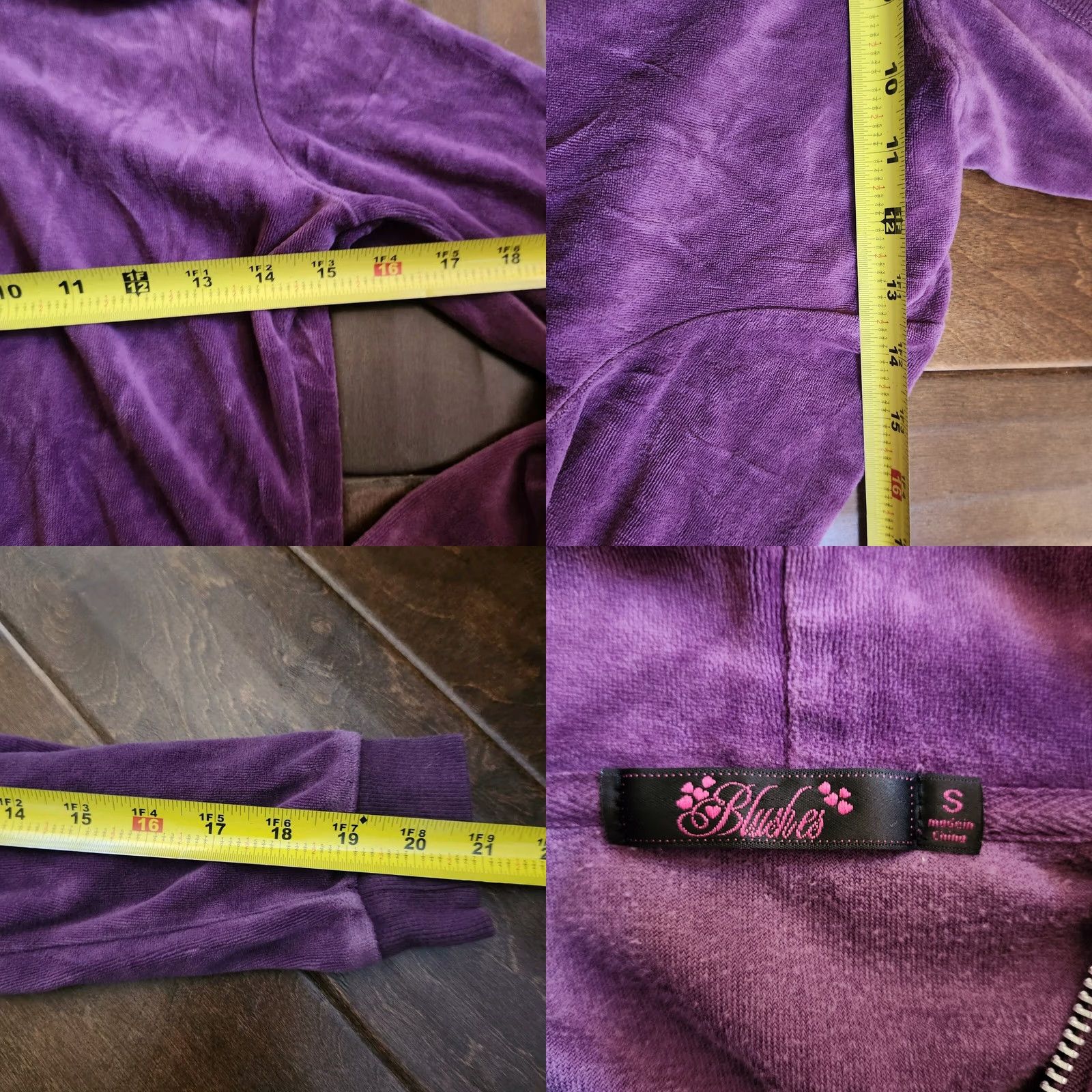 Vintage Blushes Women's Junior Purple Pockets Full Zip Hoodie - Size S, Small, Purple, Hoodies, Women, XS? Size S / US 4 / IT 40 - 8 Thumbnail