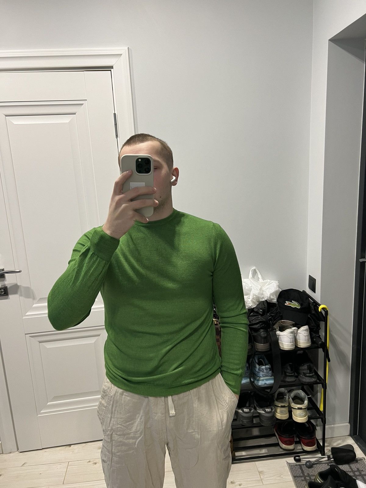 Zanieri Green Sweatshirt Knit Zanieri Made in Iataly Luxury M size Size US M / EU 48-50 / 2 - 5 Thumbnail