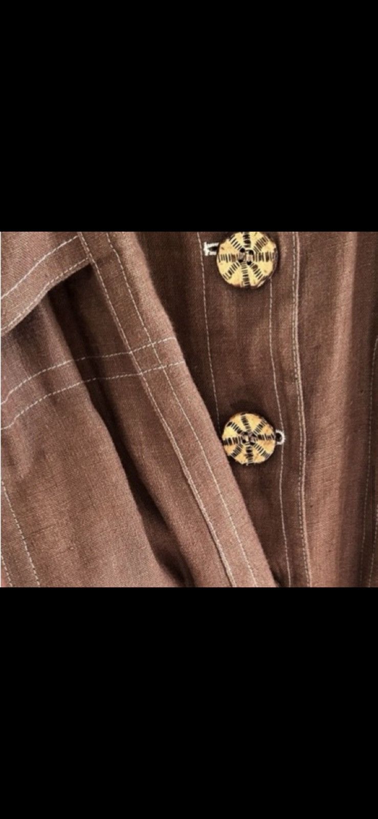 Vintage Vtg Francesca Mammoliti Brown Linen Button Down Pocket Dress Size L / US 10 / IT 46 - 10 Thumbnail