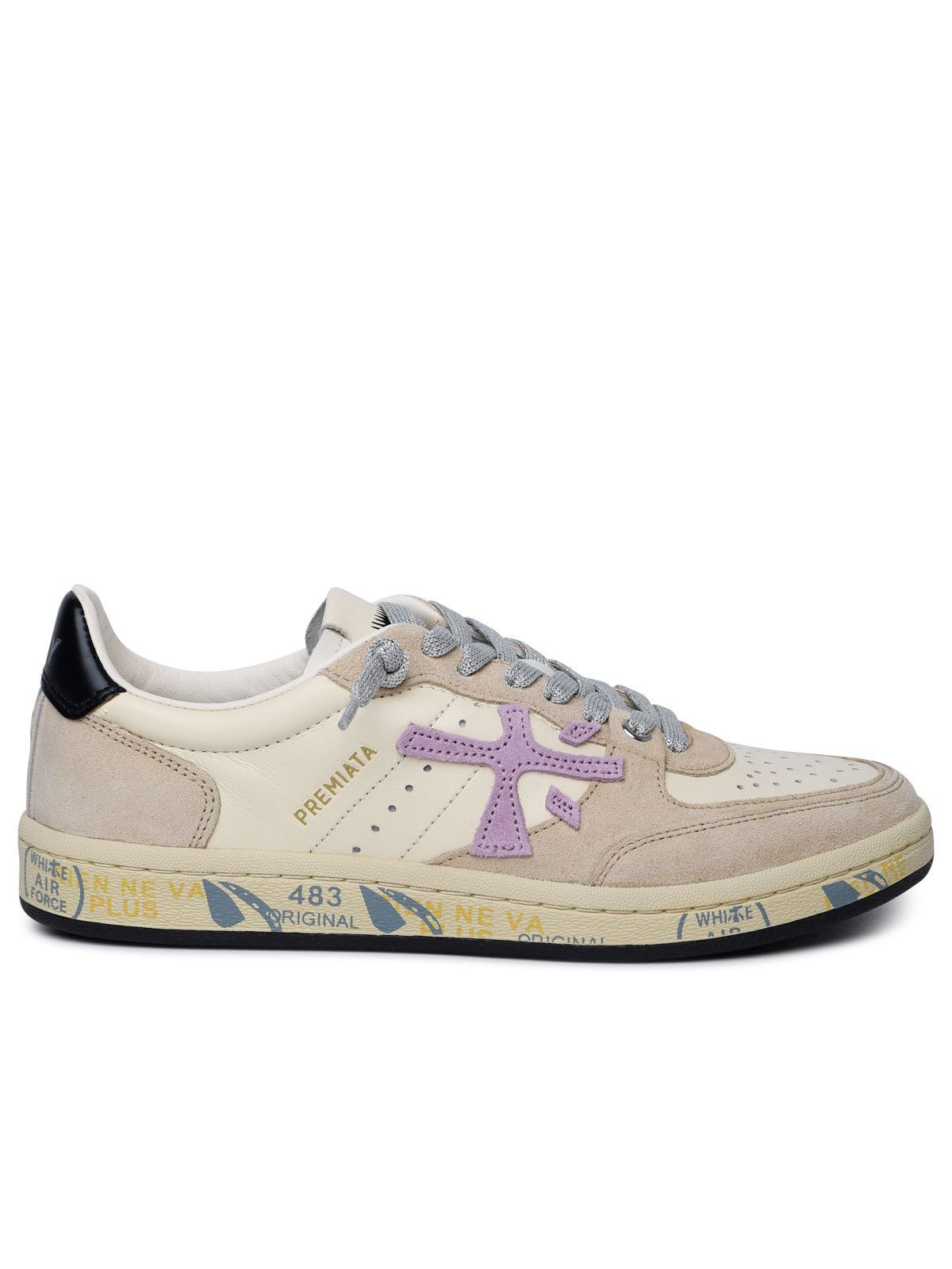 image of Premiata 'basket Clayd' Beige Leather Sneakers, Women's (Size 8)