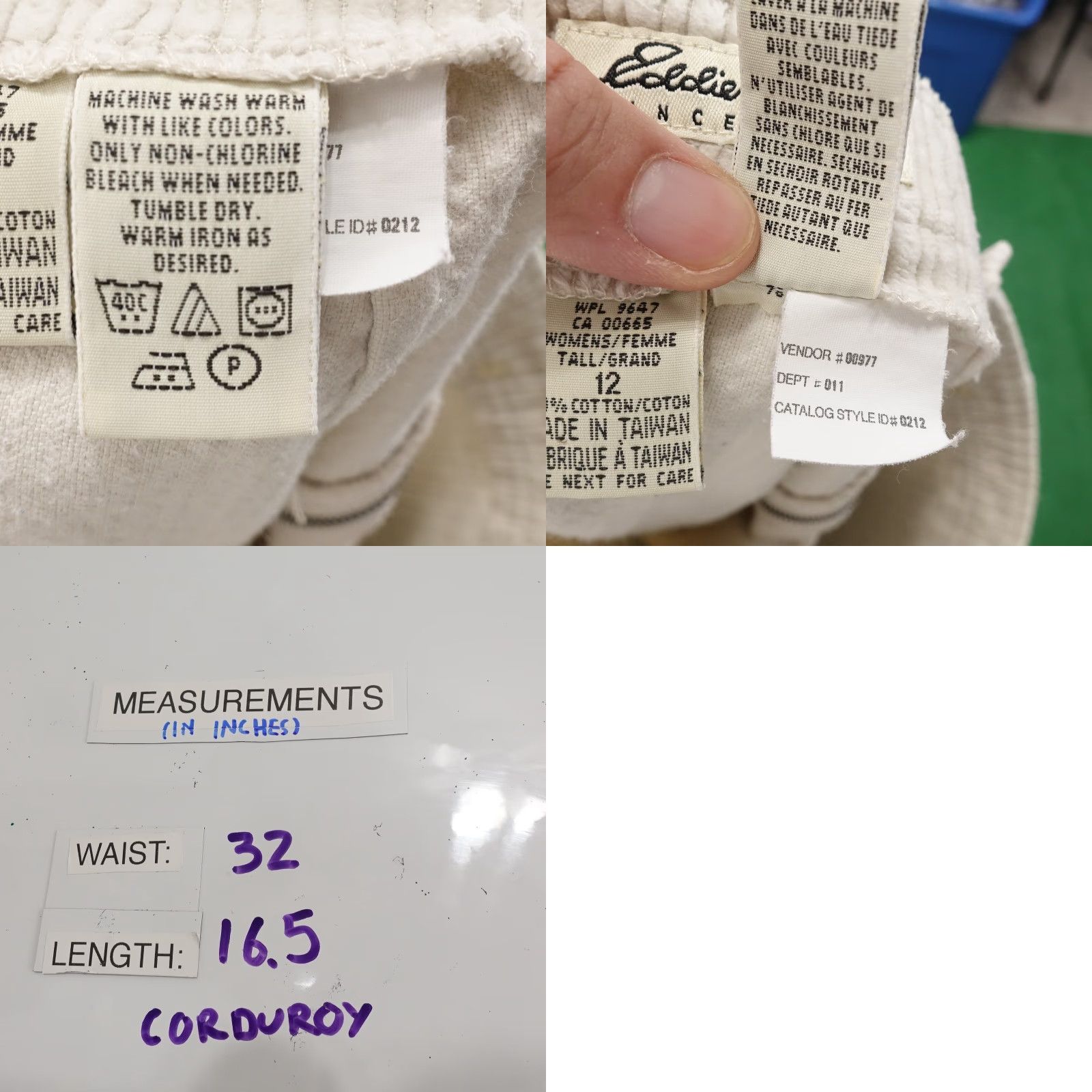 Eddie Bauer VINTAGE Eddie Bauer Women's Skirt 12 Tall Beige Corduroy Casual Mini Pockets Zipper Size 34" / US 12 / IT 48 - 8 Thumbnail