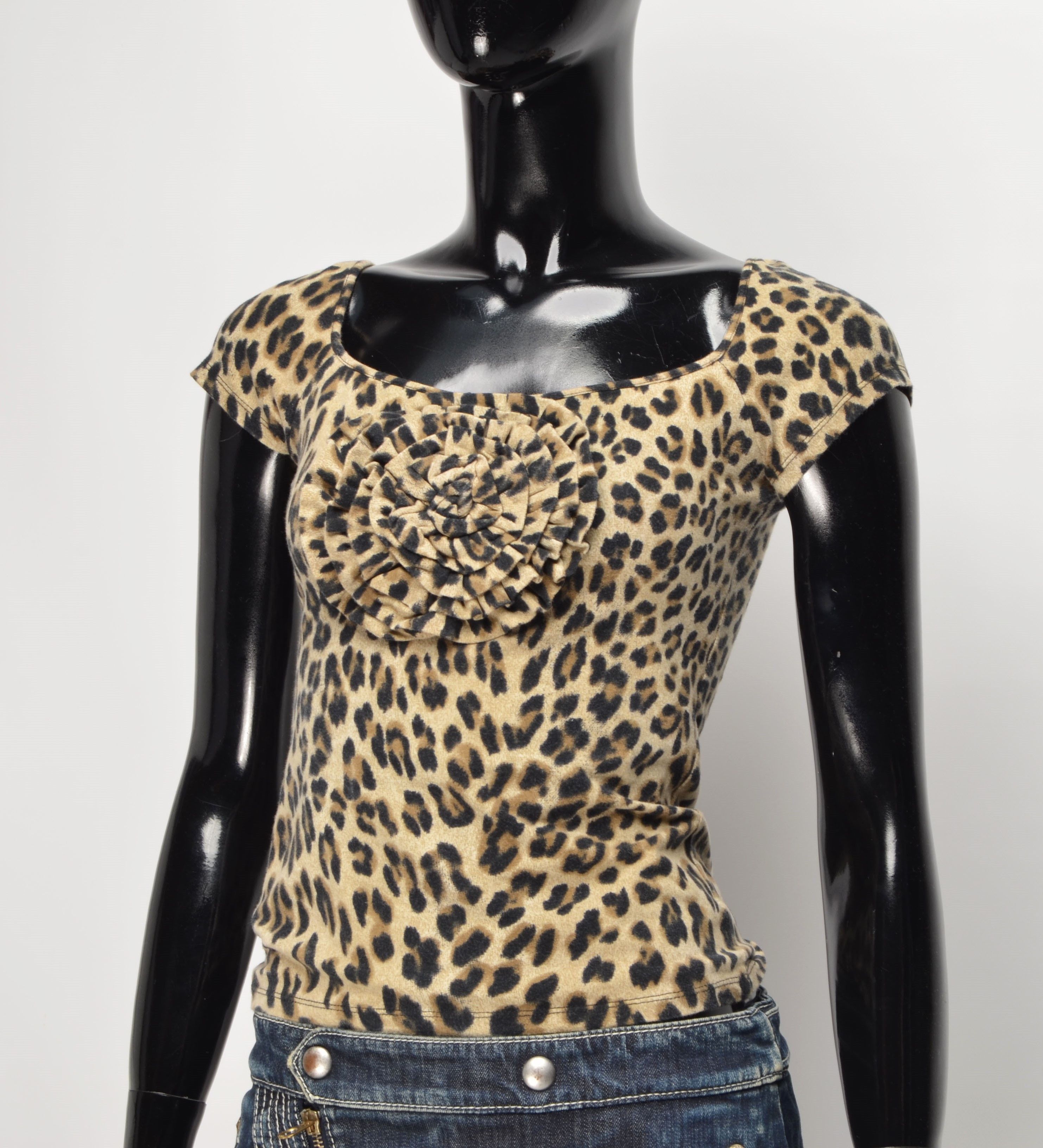 Vintage Vintage Isabel De Pedro Y2K Mob Wife Leopard Ruffle Top Size L / US 10 / IT 46 - 7 Thumbnail