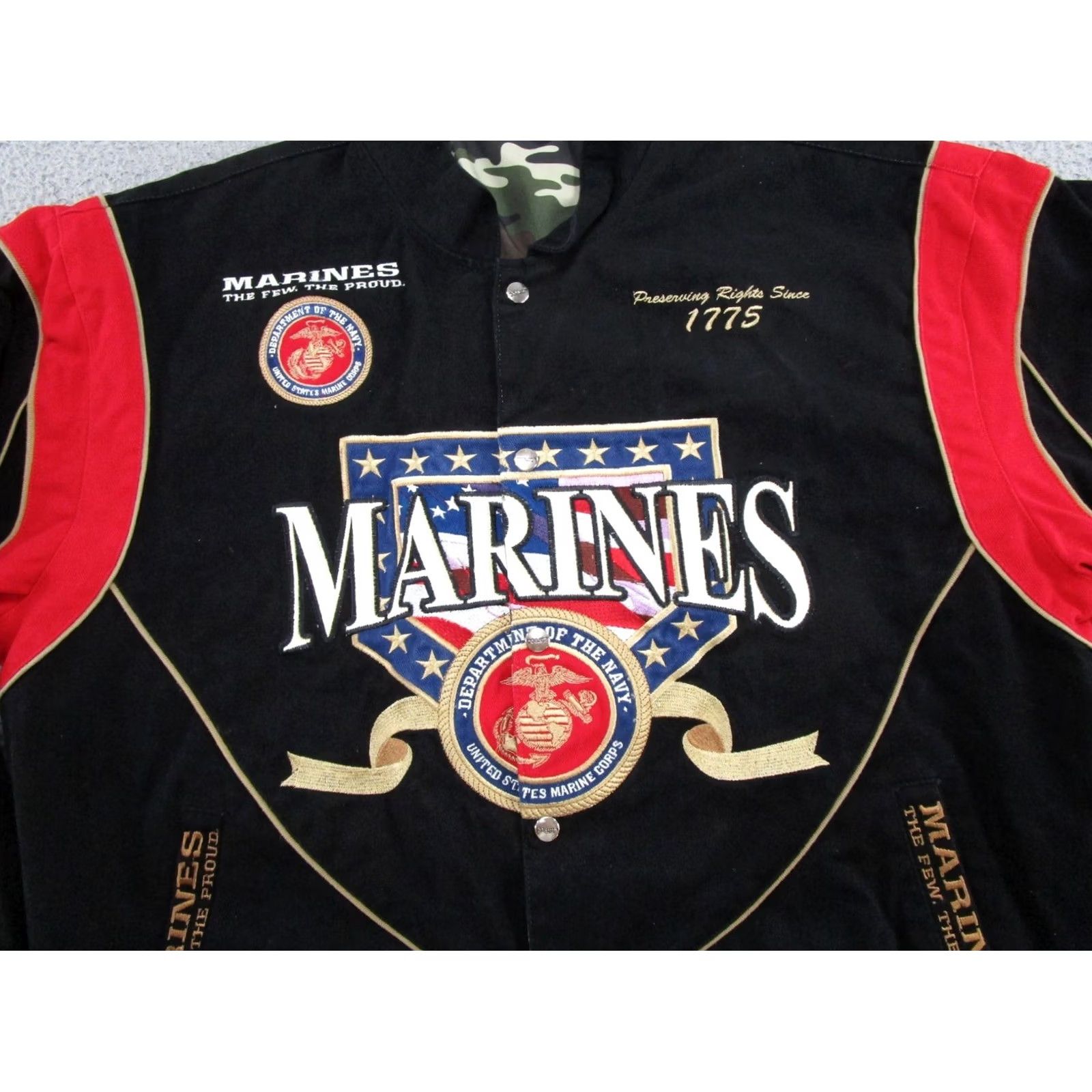 Vintage COAST UNITED STATES MARINES EMBROIDERED REVERSIBLE CAMO JACKET Mens XL Size Embroidered Marine Bomber Jacket Size US XL / EU 56 / 4 - 2 Thumbnail
