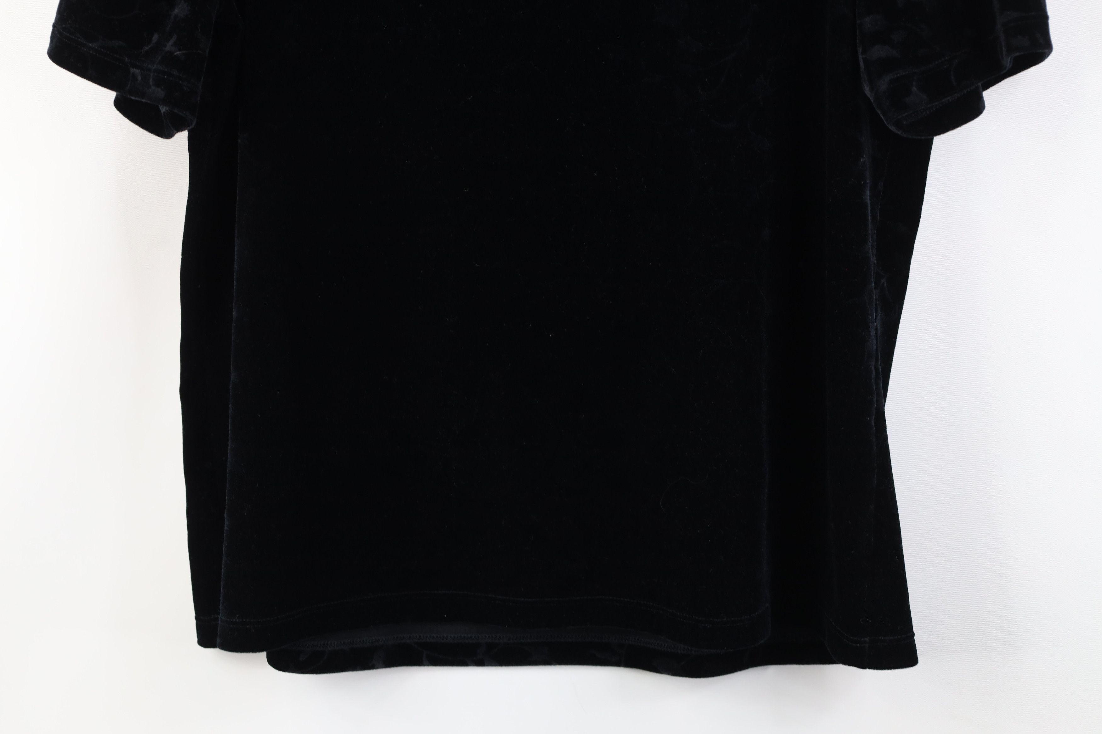 Vintage Vintage 90s Y2K Babydoll Velvet Velour T-Shirt Black USA Size L / US 10 / IT 46 - 10 Thumbnail