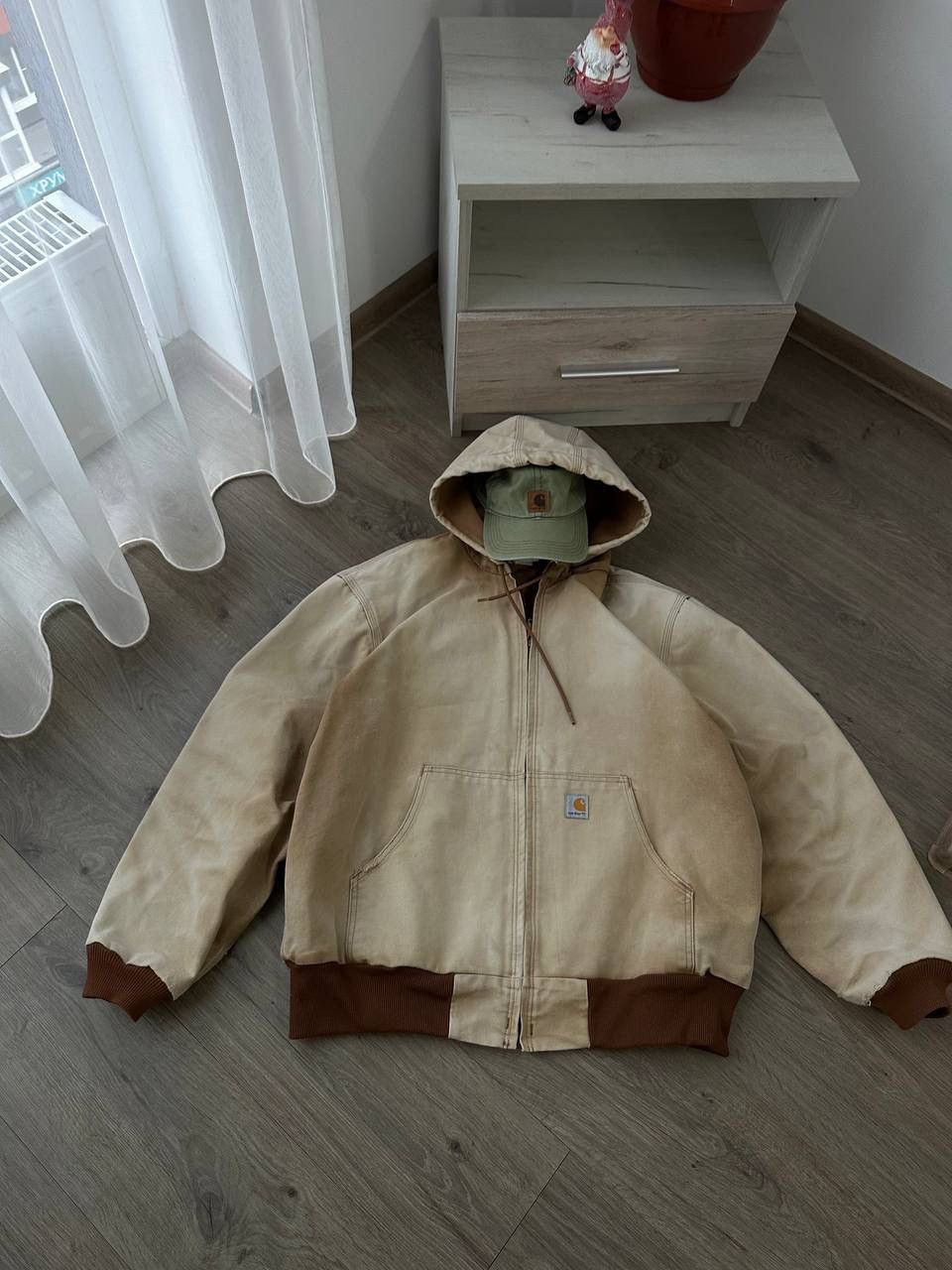 Carhartt × Carhartt Wip × Vintage Vintage Carhartt Active Detroit Denim Beige Faded Jacket Size L / US 10 / IT 46 - 3 Thumbnail
