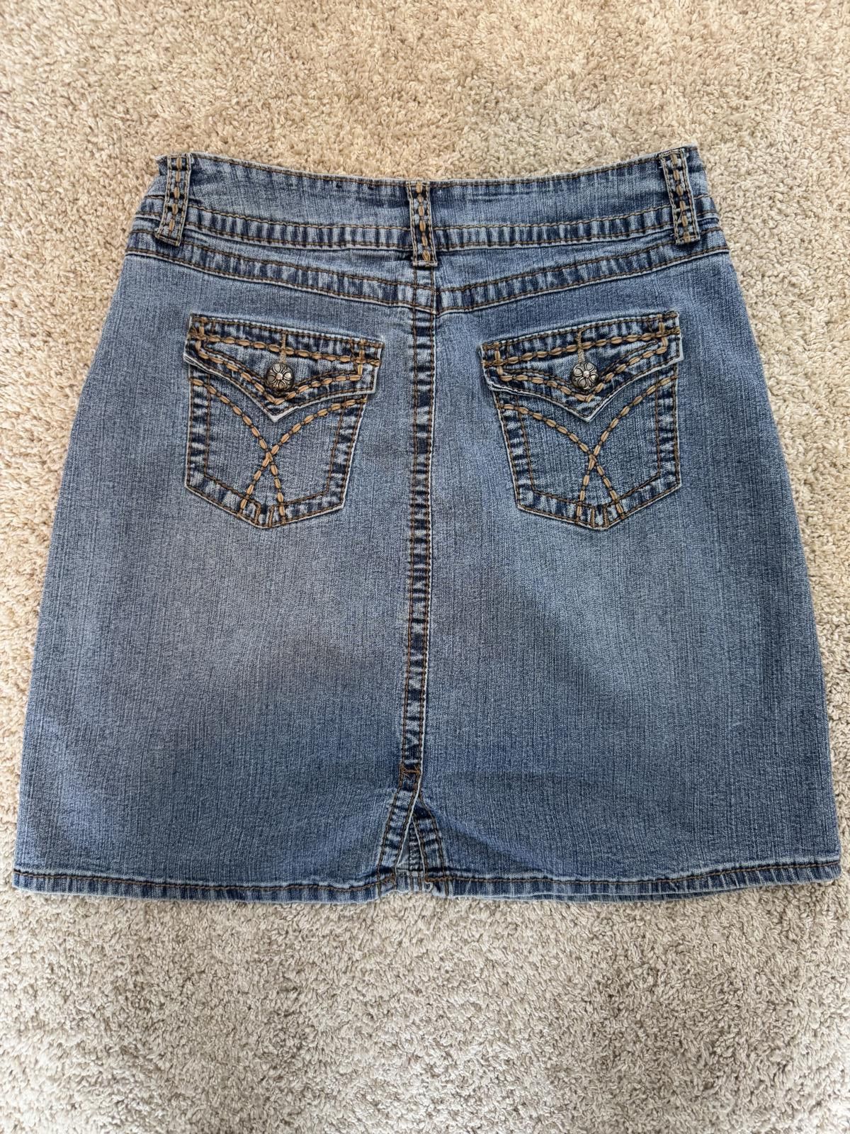 Designer Vintage Y2K Soft Grunge high waist denim jean skirt Size 32" / US 10 / IT 46 - 2 Thumbnail