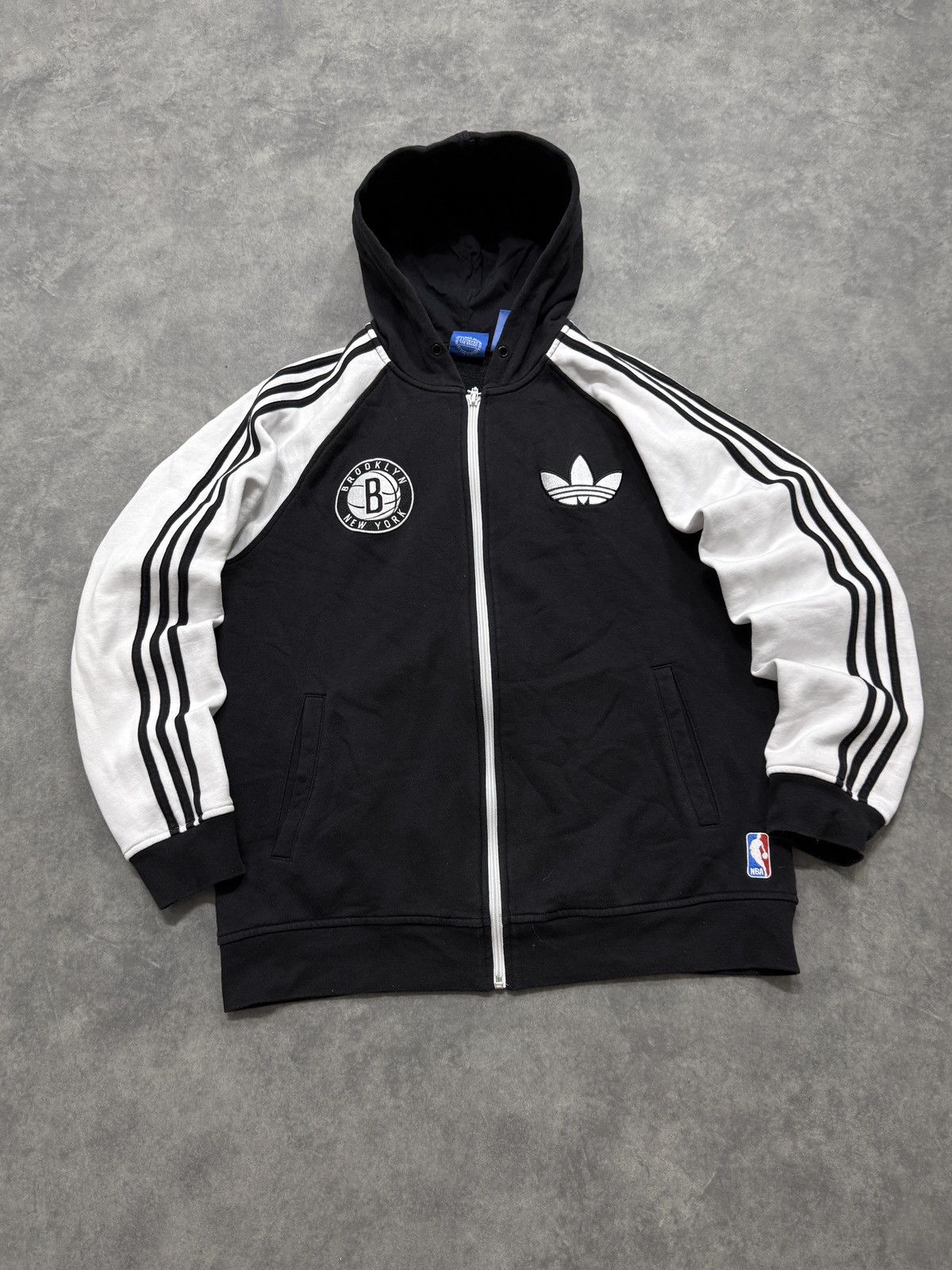 Adidas Adidas Brooklyn Nets black & white zip up hoodie #NBA Size US L / EU 52-54 / 3 - 2 Thumbnail