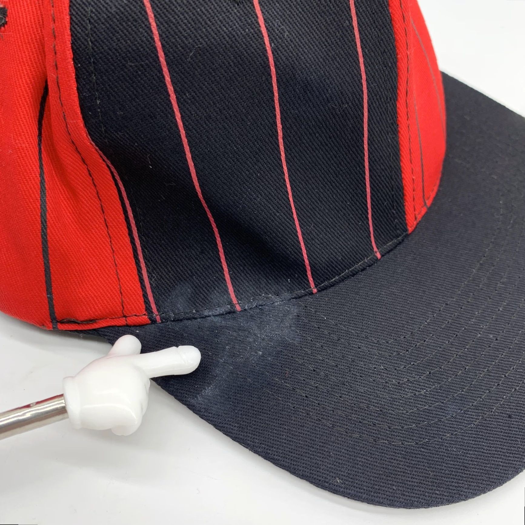 Vintage VINTAGE KC Hat Cap Snap Back Mens One Size Black Red Pinstripe Twill Baseball Size ONE SIZE - 3 Thumbnail