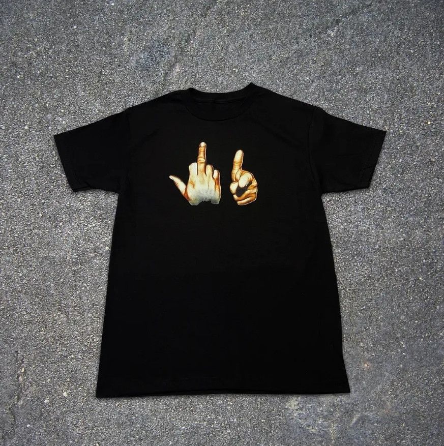 当時物 レア 希少 00s Fuck you hand sign Tシャツ 00s FUCK YOU HAND SIGN アート ネタ Tシャツ tee 当時物 レア 希少
