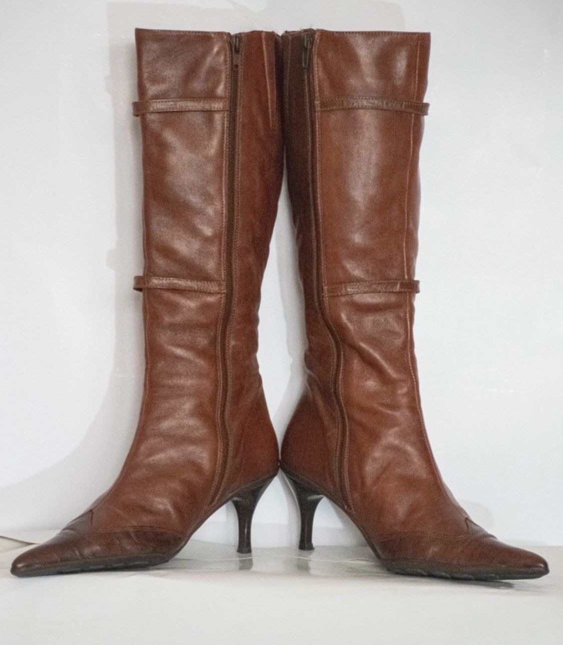 Vintage 90's Genuine leather kitten heel art deco boots y2k opium Size US 7 / IT 37 - 4 Thumbnail