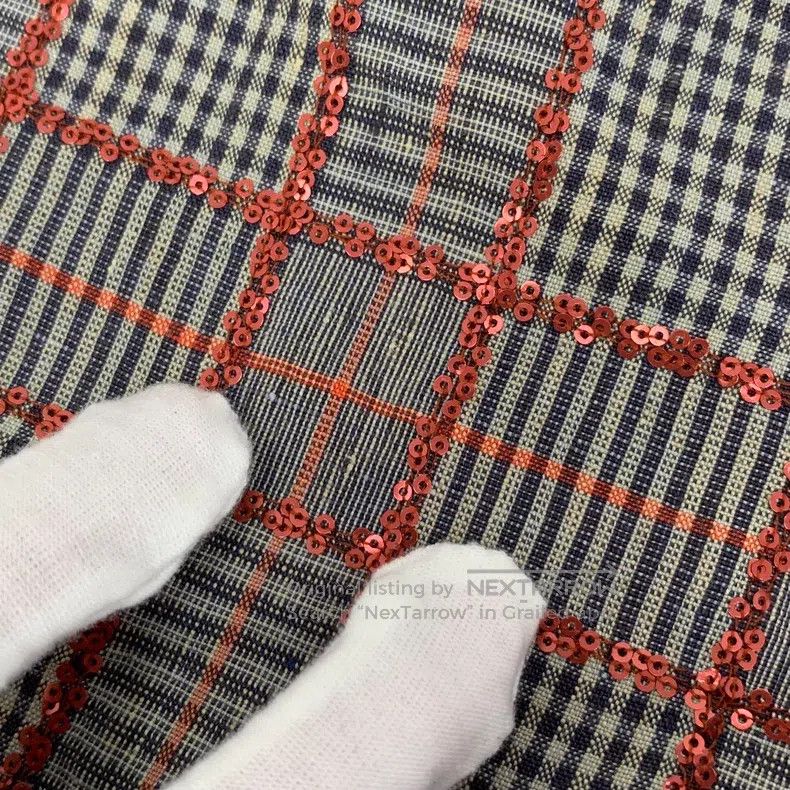Brunello Cucinelli Color-blocked plaid sequined linen casu